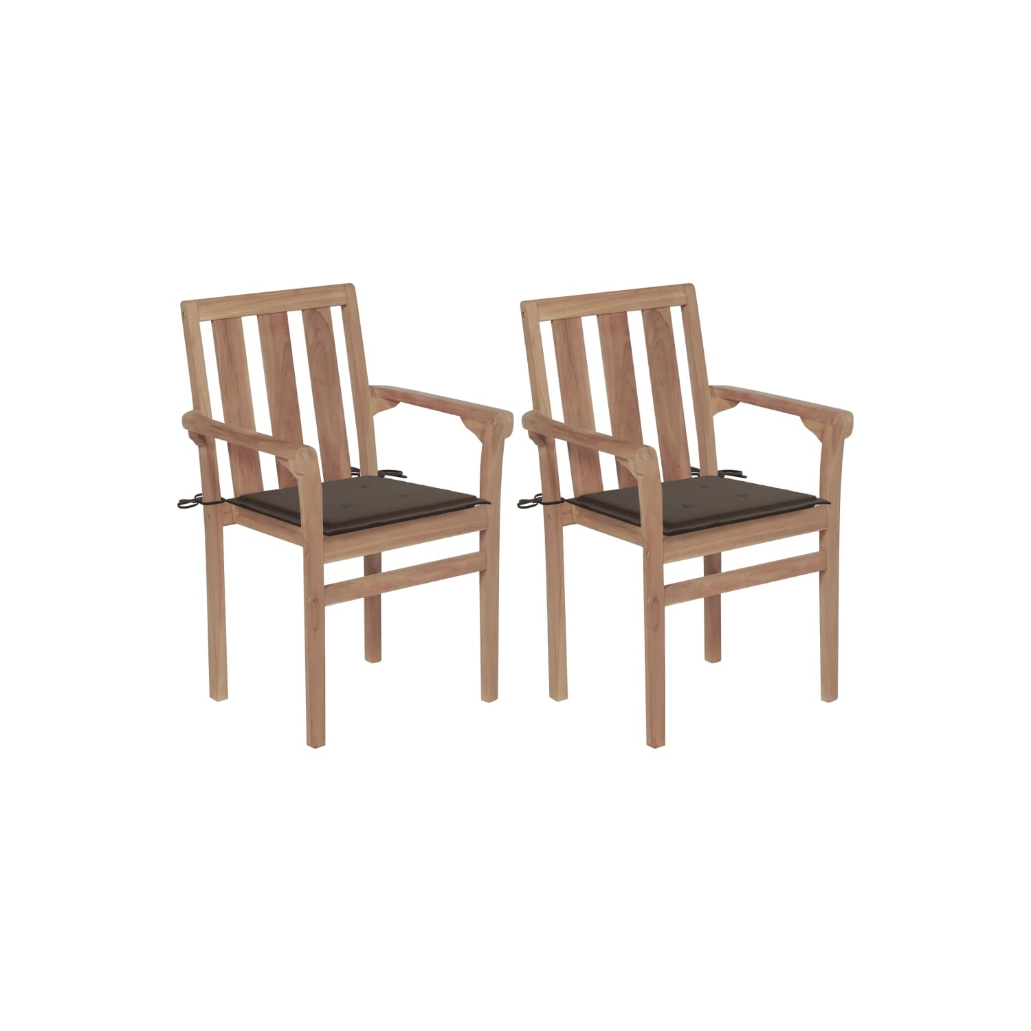 vidaXL Patio Chairs 2 pcs with Taupe Cushions Solid Teak Wood