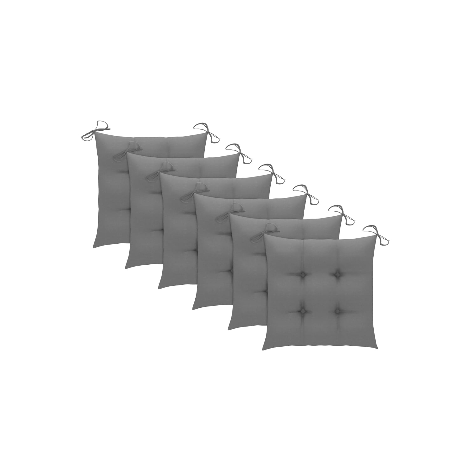 vidaXL Patio Chairs with Gray Cushions 6 pcs Solid Teak Wood