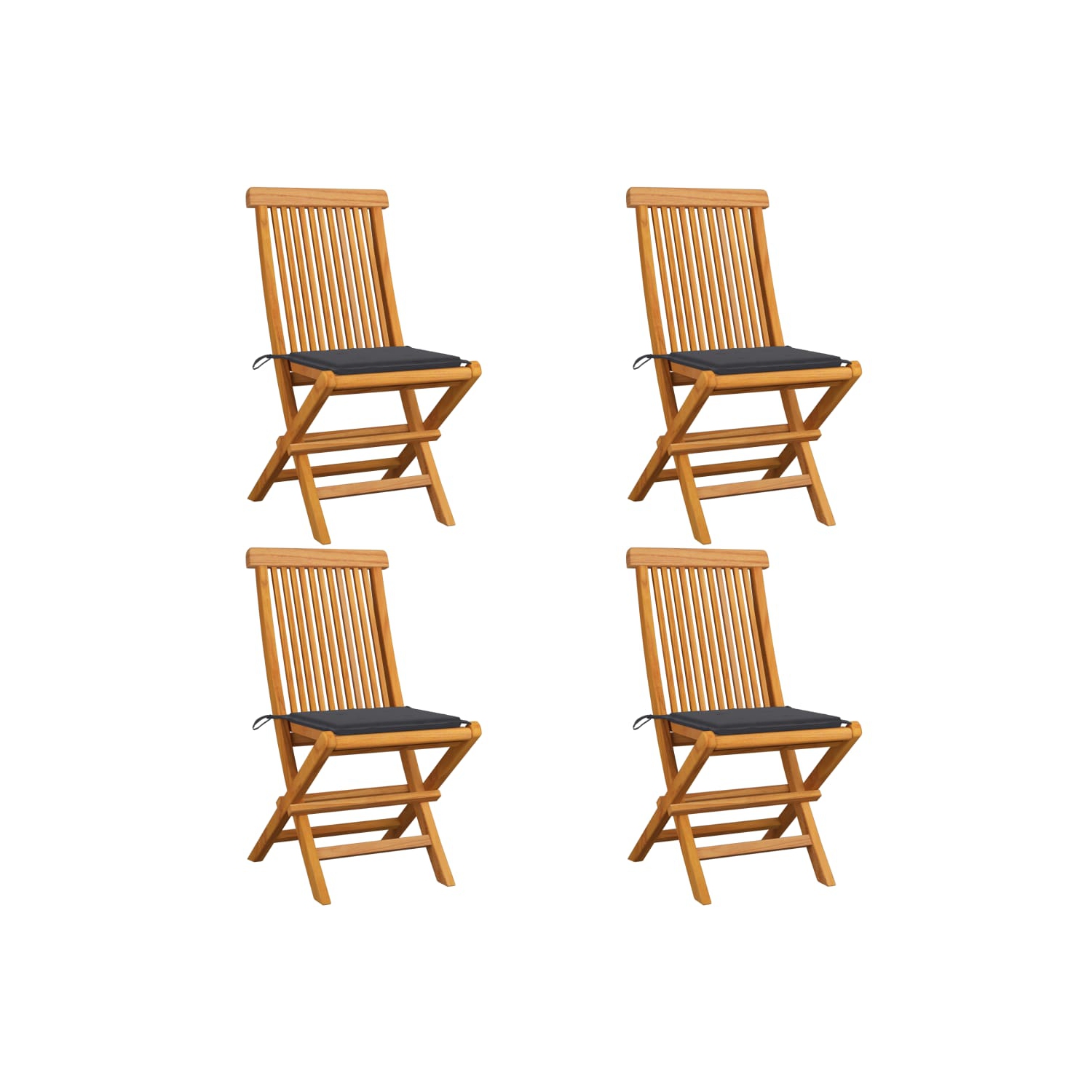 vidaXL Patio Chairs with Anthracite Cushions 4 pcs Solid Teak Wood