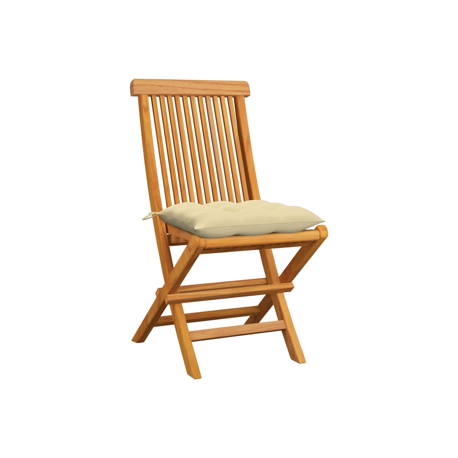 vidaXL Patio Chairs with Cream White Cushions 6 pcs Solid Teak Wood