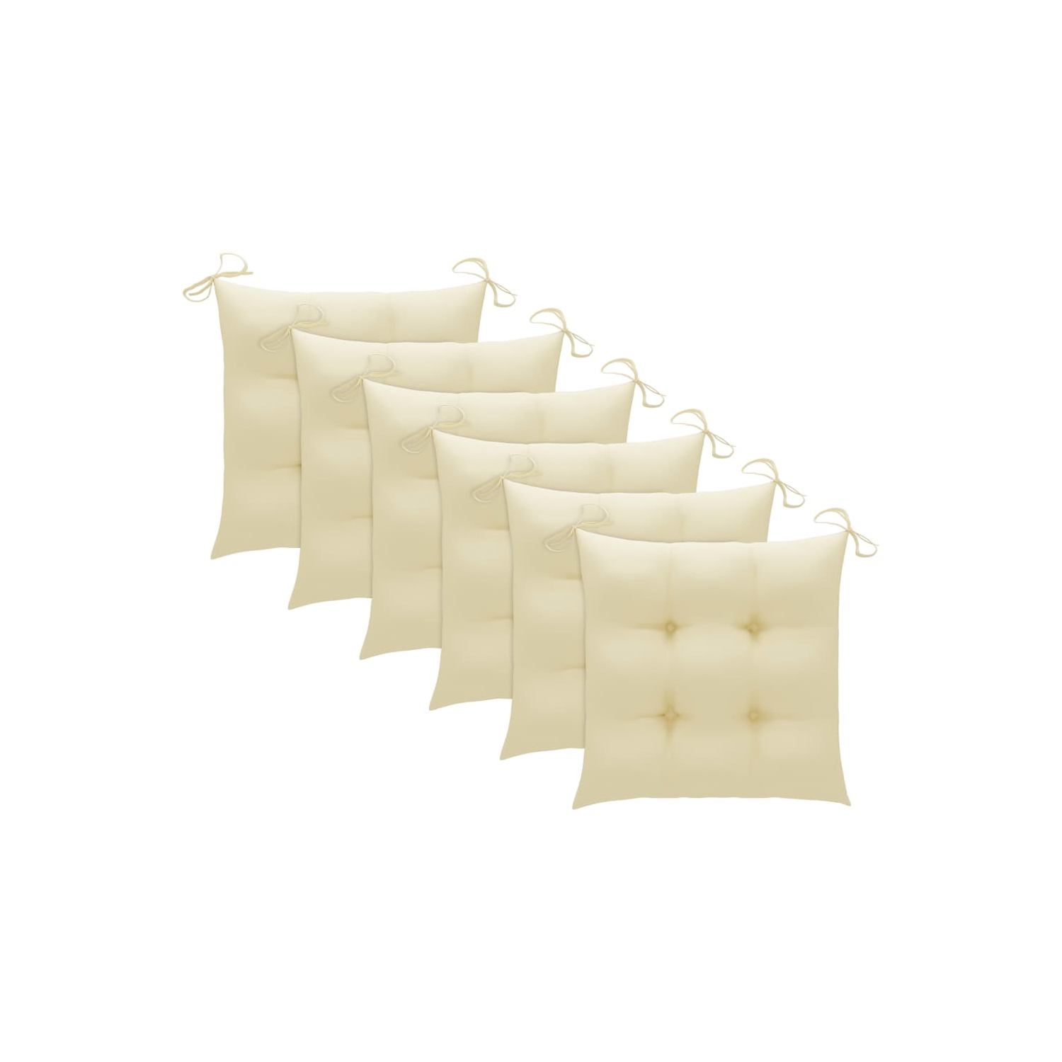 vidaXL Patio Chairs with Cream White Cushions 6 pcs Solid Teak Wood