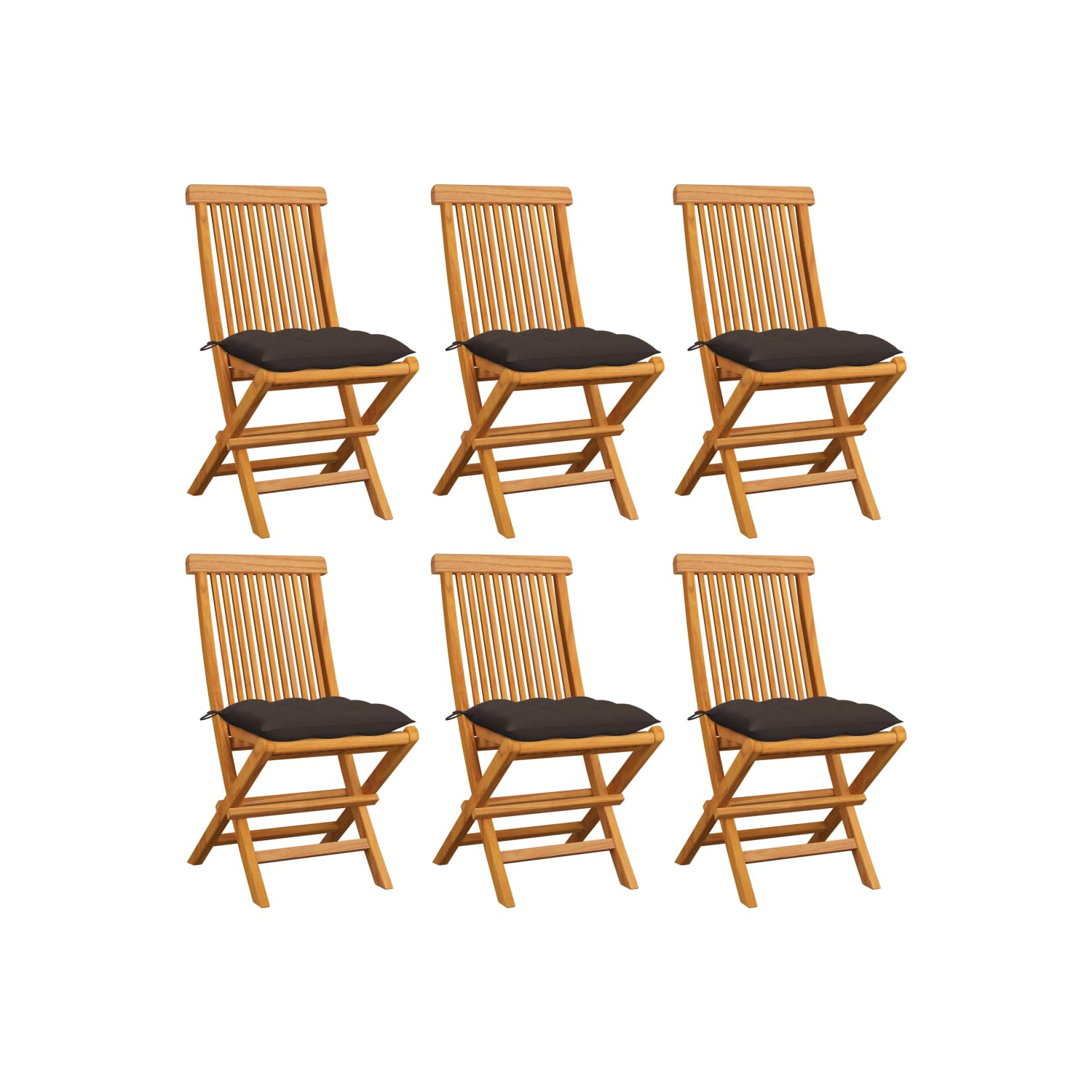vidaXL Patio Chairs with Taupe Cushions 6 pcs Solid Teak Wood