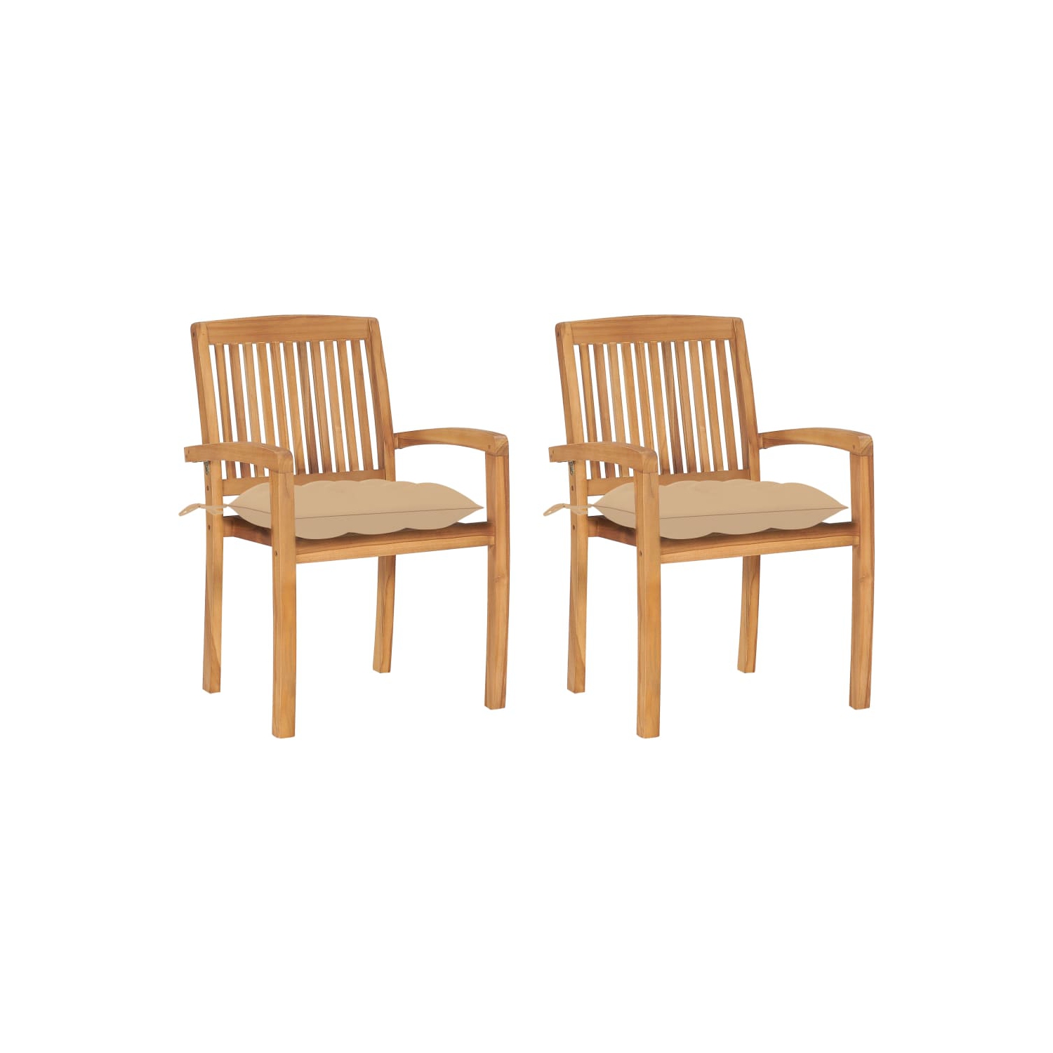 vidaXL Patio Chairs 2 pcs with Beige Cushions Solid Teak Wood