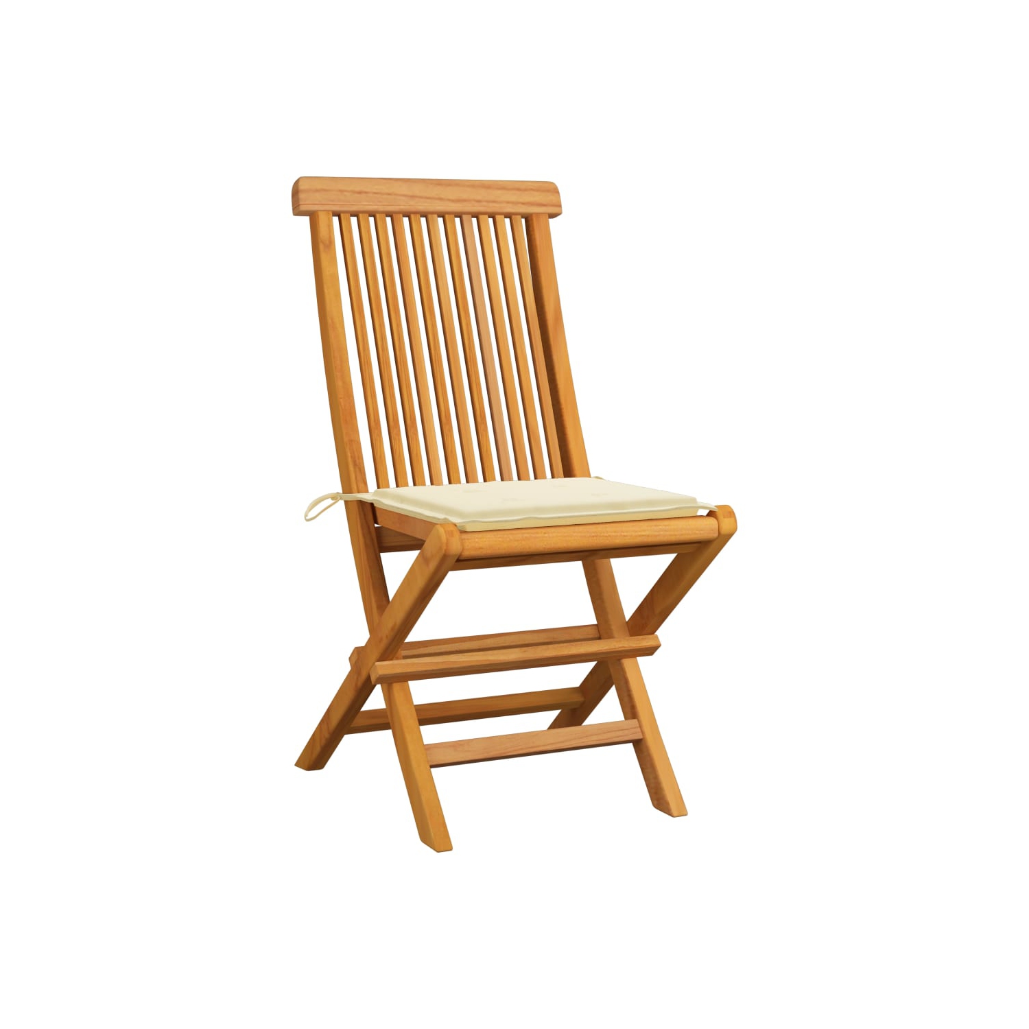 vidaXL Patio Chairs with Cream Cushions 4 pcs Solid Teak Wood