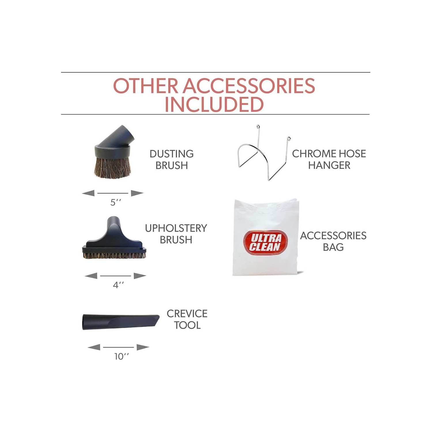 ULTRA CLEAN Central Vacuum Carpet Deluxe Accessory Kit with High-Voltage Hose, 6 Adjustable Heights Electric Carpet Beater, Floor Brush & Accessories