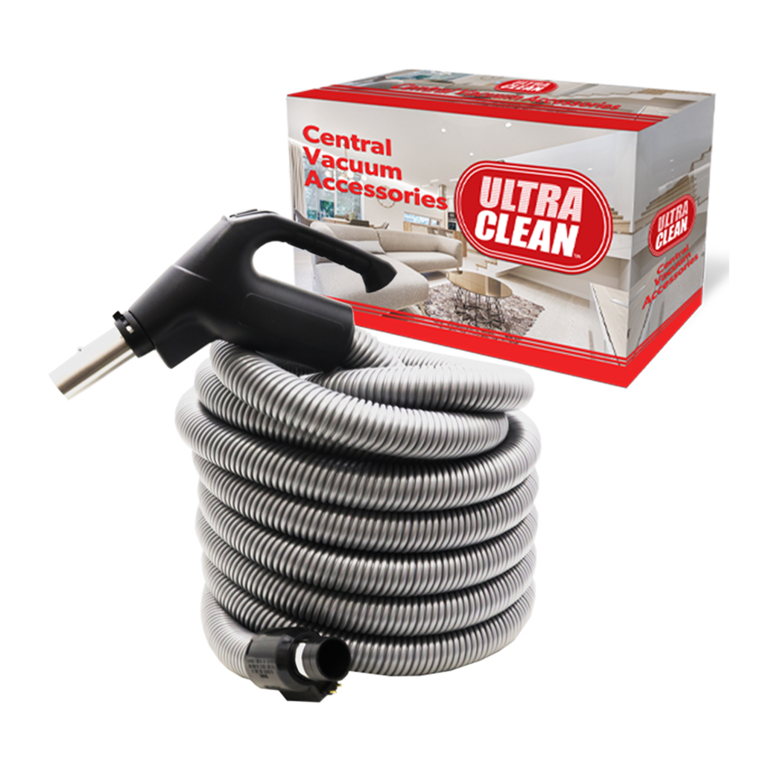 ULTRA CLEAN Central Vacuum Carpet Deluxe Accessory Kit with High-Voltage Hose, 6 Adjustable Heights Electric Carpet Beater, Floor Brush & Accessories