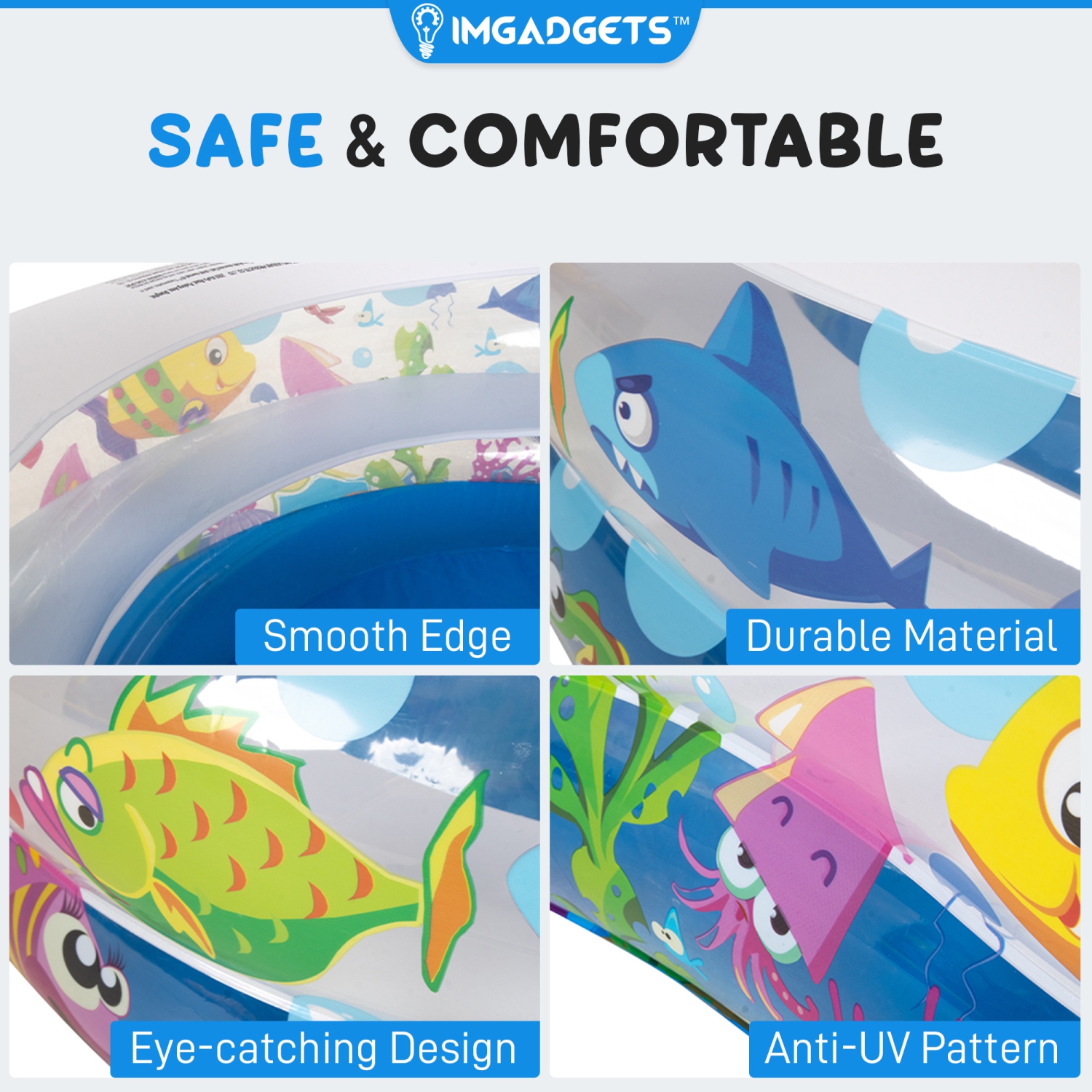 Piscine extérieure pour enfants Océan 8 5.7&nbsp;pi x 3.5&nbsp;pi x 1.5&nbsp;pi (L x l x H) - Piscine à pagaie pour enfants - Piscine pour enfants