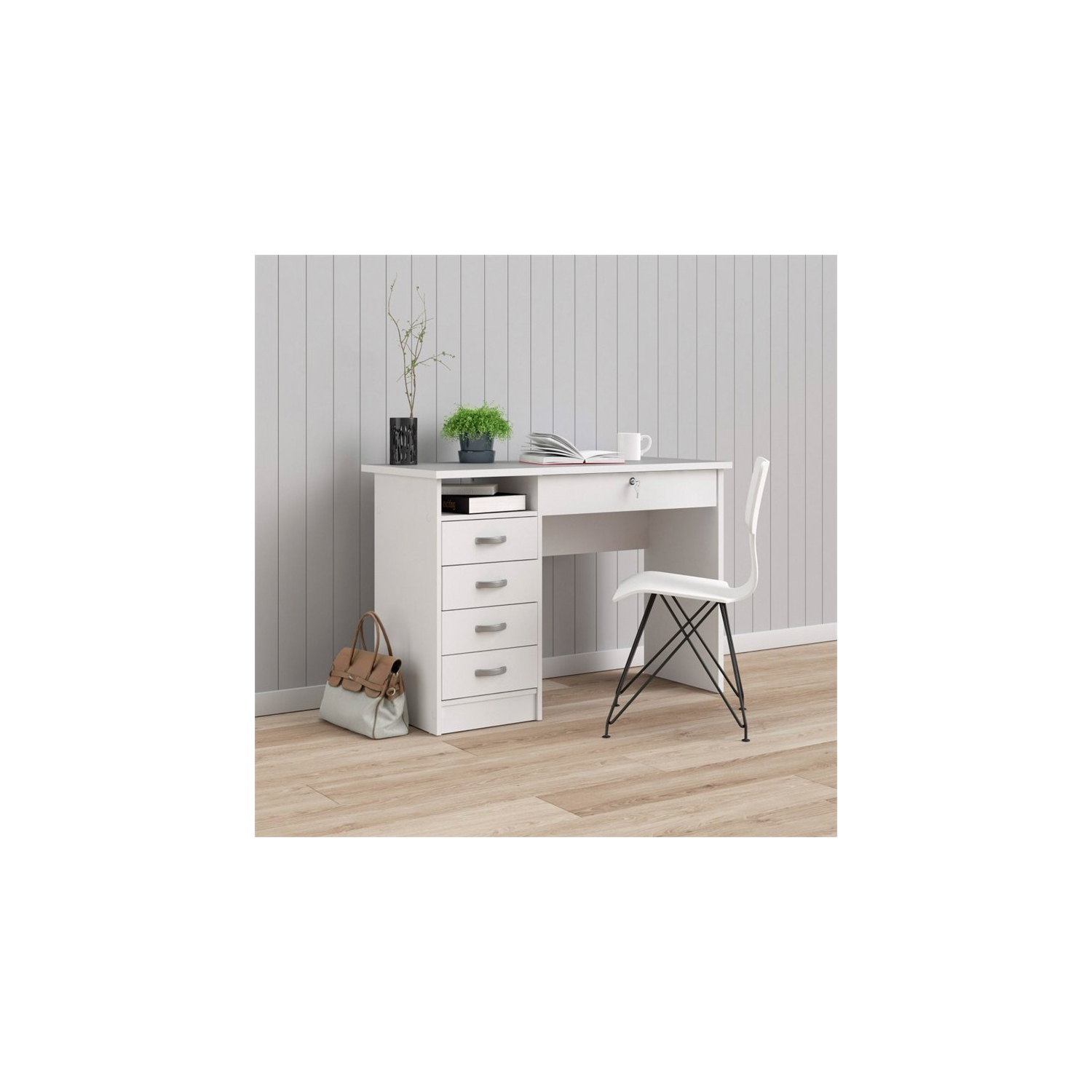 Bureau transitionnel à 5 tiroirs Tvilum Walden - Blanc