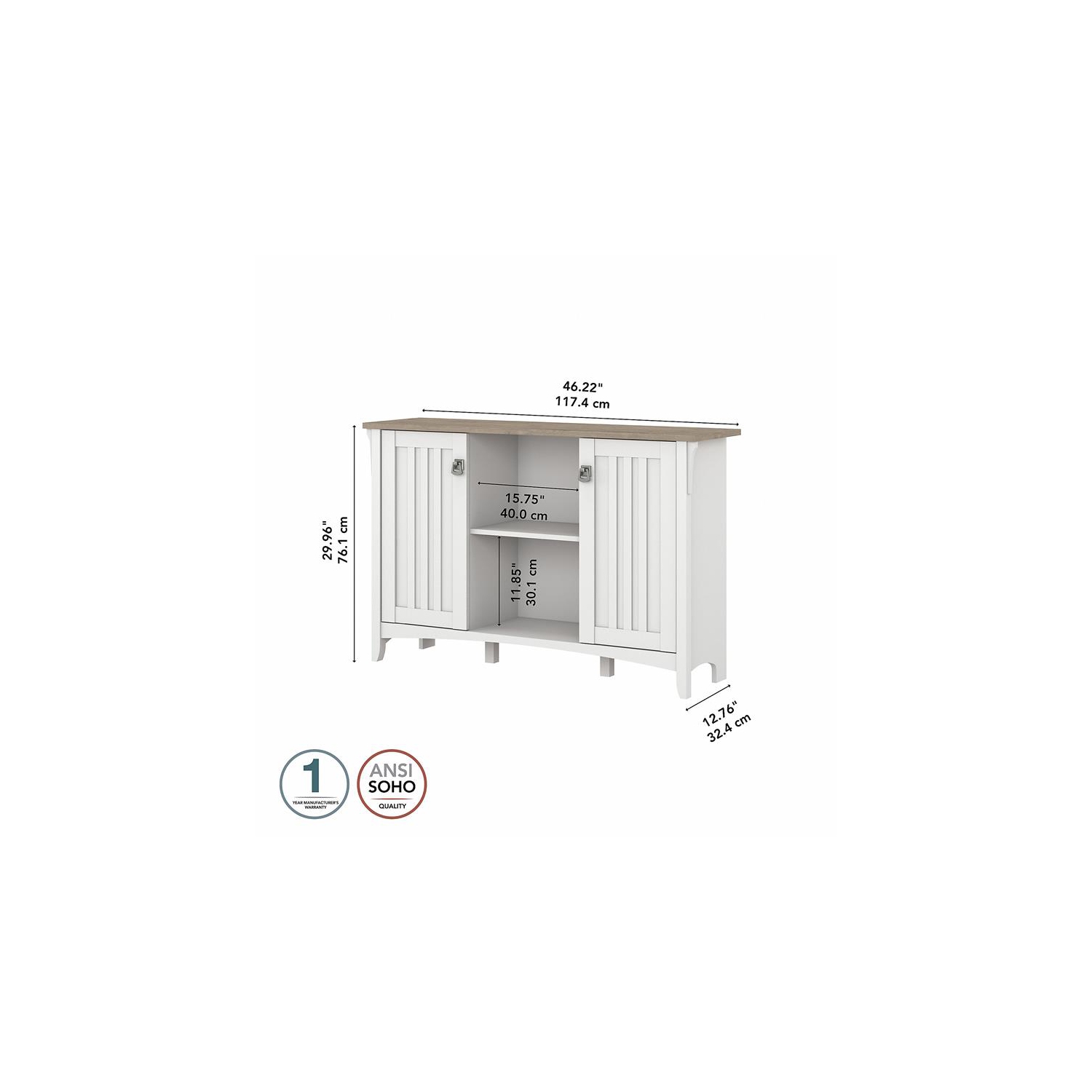 Salinas Accent Storage Cabinet with Doors in White/Shiplap - Engineered Wood