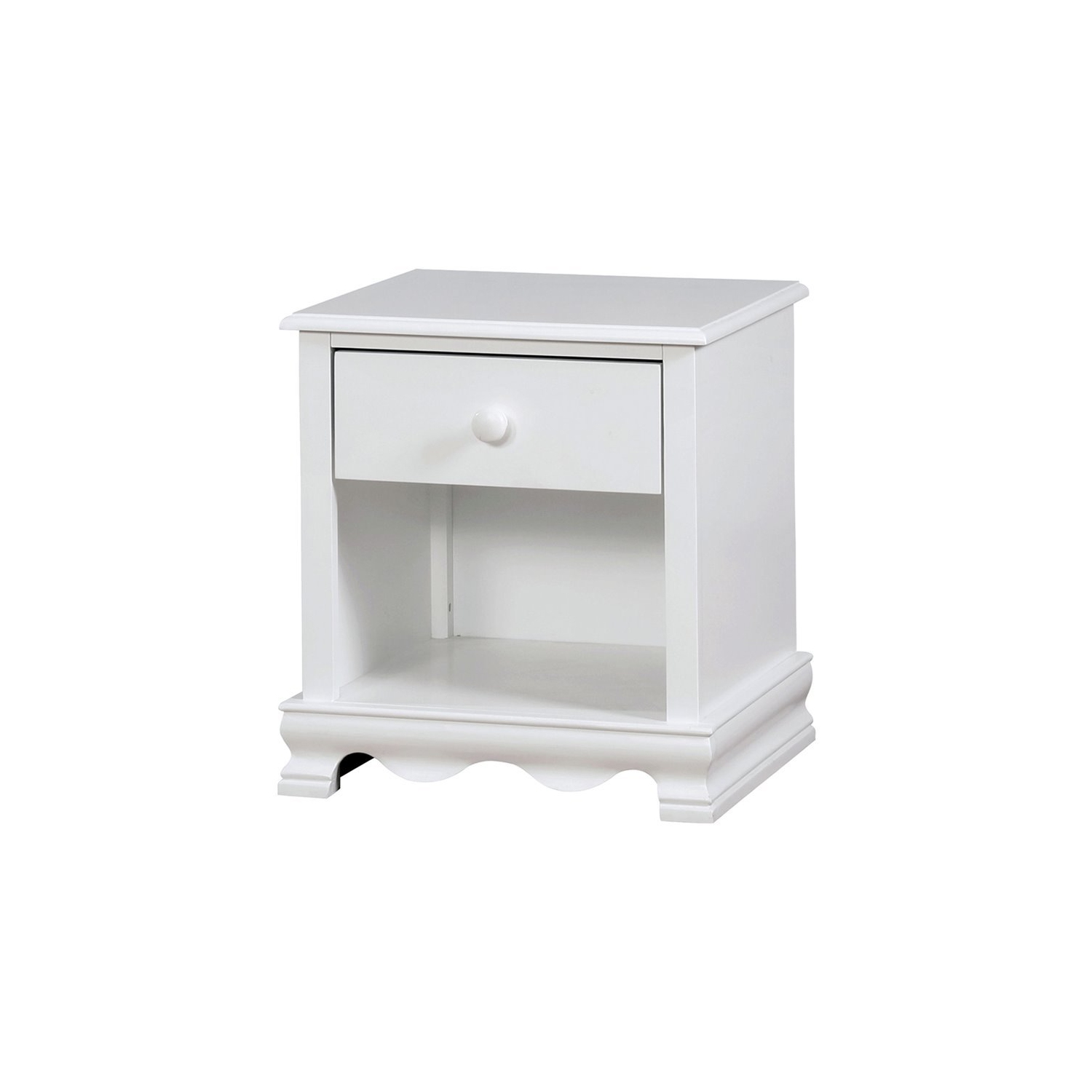 Table de chevet transitionnelle en bois à 1 tiroir Poppy de Furniture of America - Blanc