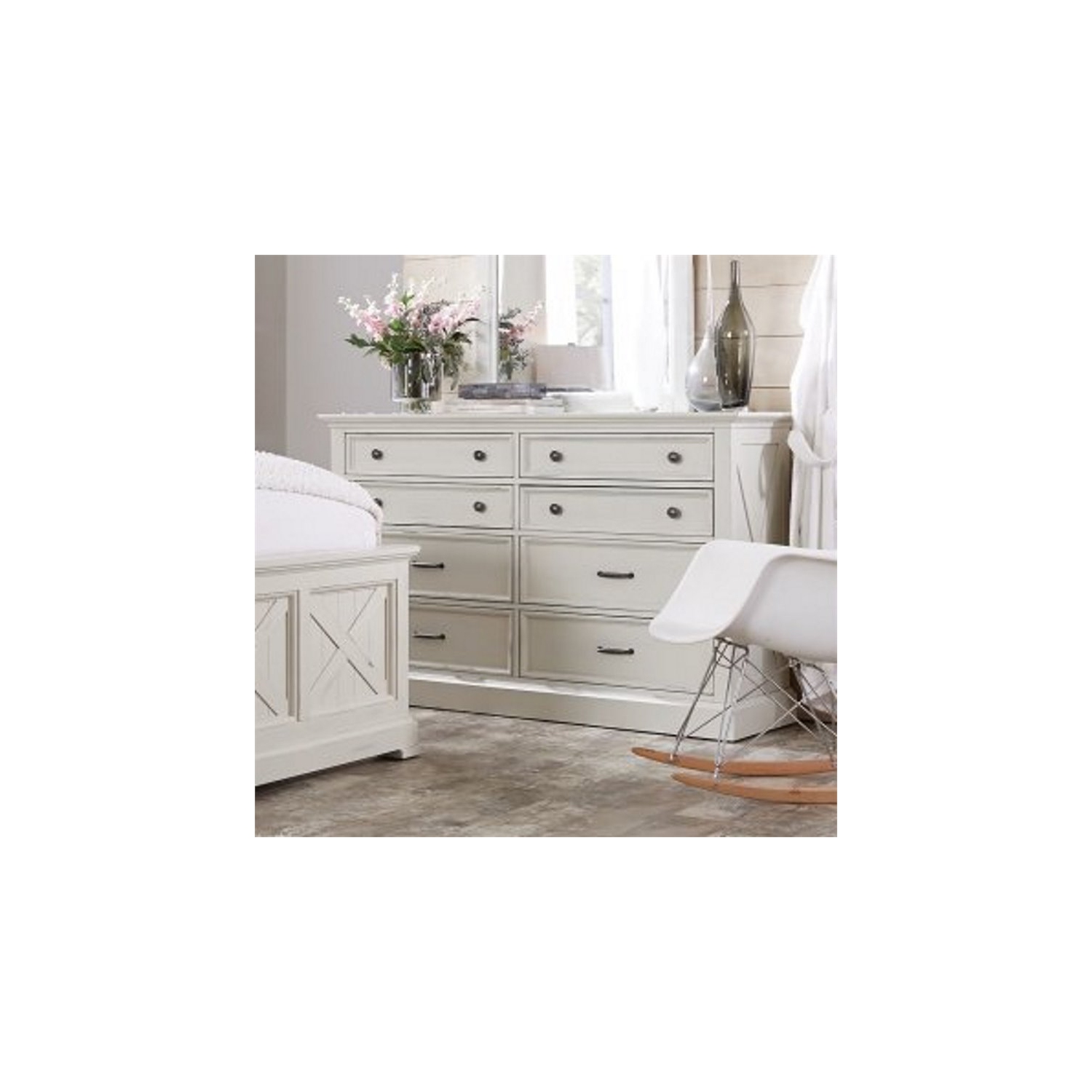 Homestyles Seaside Lodge Wood Dresser in Off White