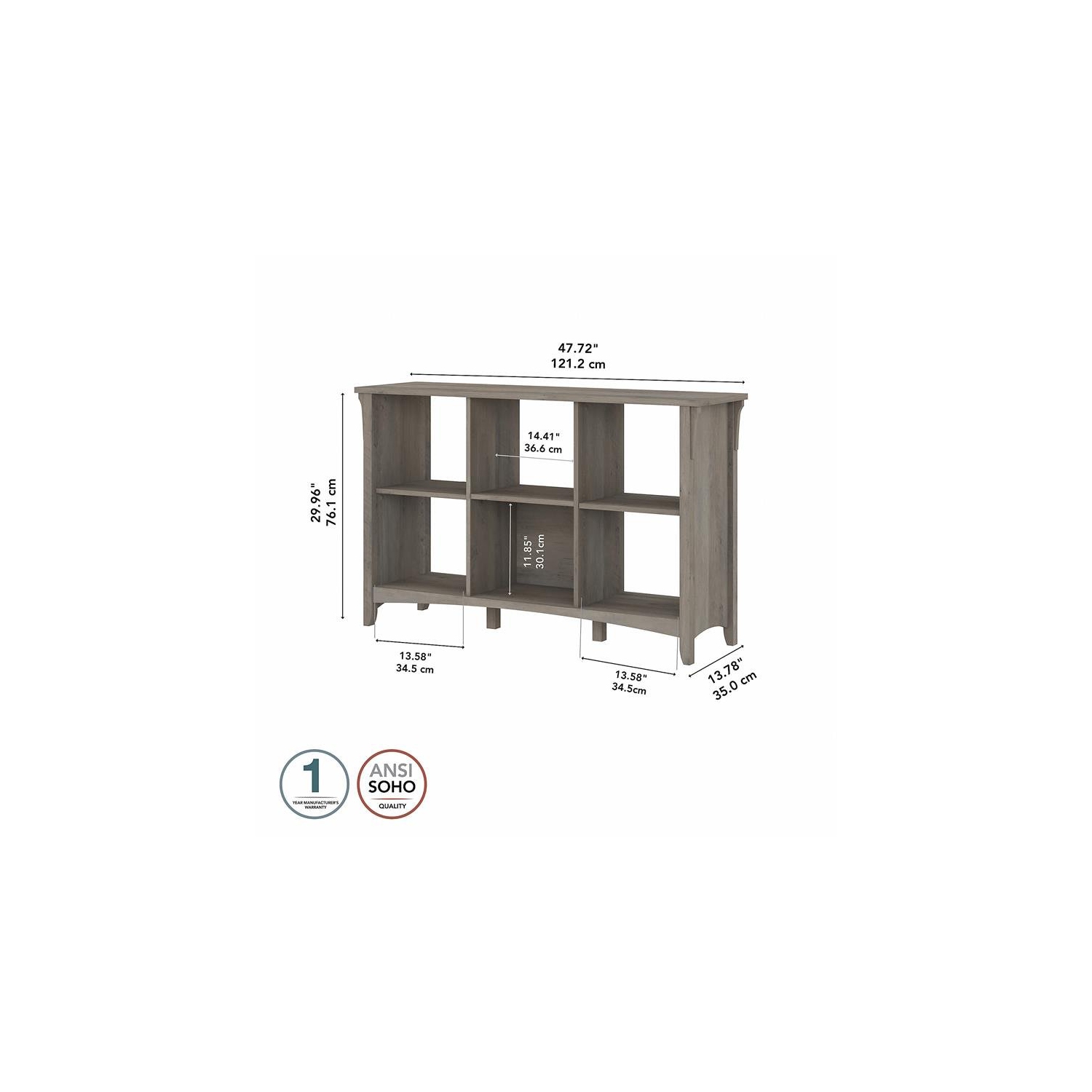 Bowery Hill 6 Cube Organizer in Driftwood Gray - Engineered Wood