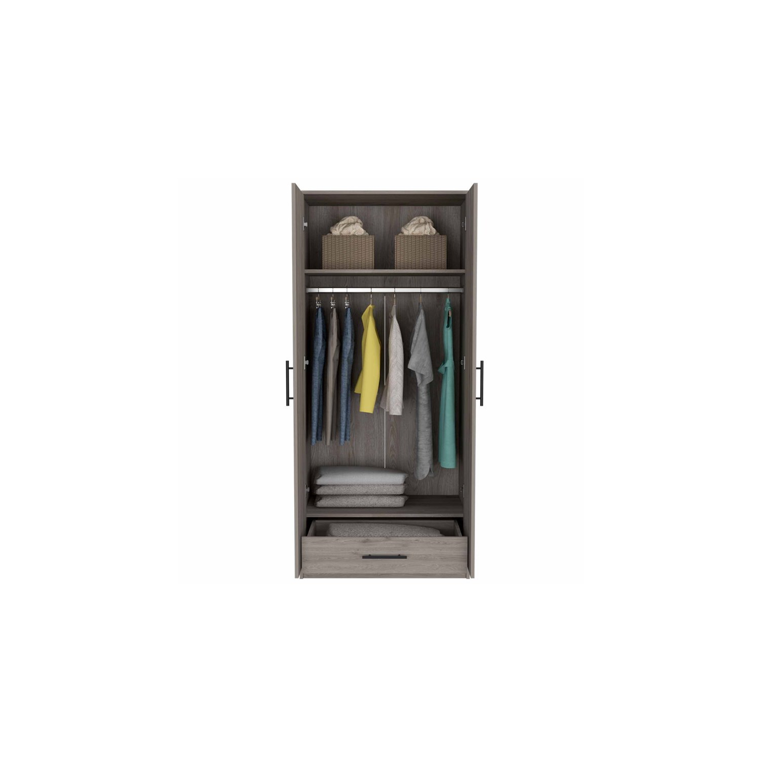 Atlin Designs – Armoire de chambre en bois avec deux portes, gris clair