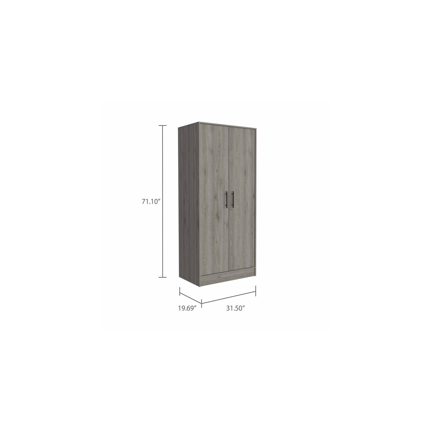 Atlin Designs – Armoire de chambre en bois avec deux portes, gris clair