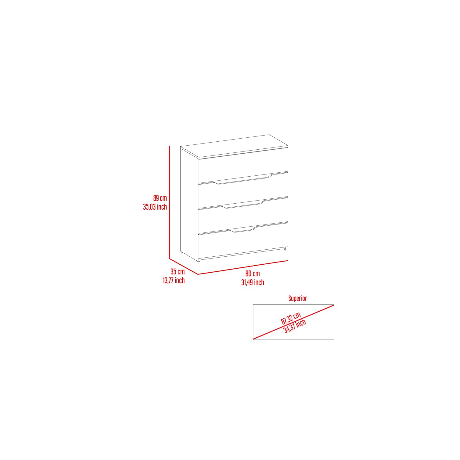 Atlin Designs Modern 4-Drawer Wood Bedroom Dresser in Black/Light Oak