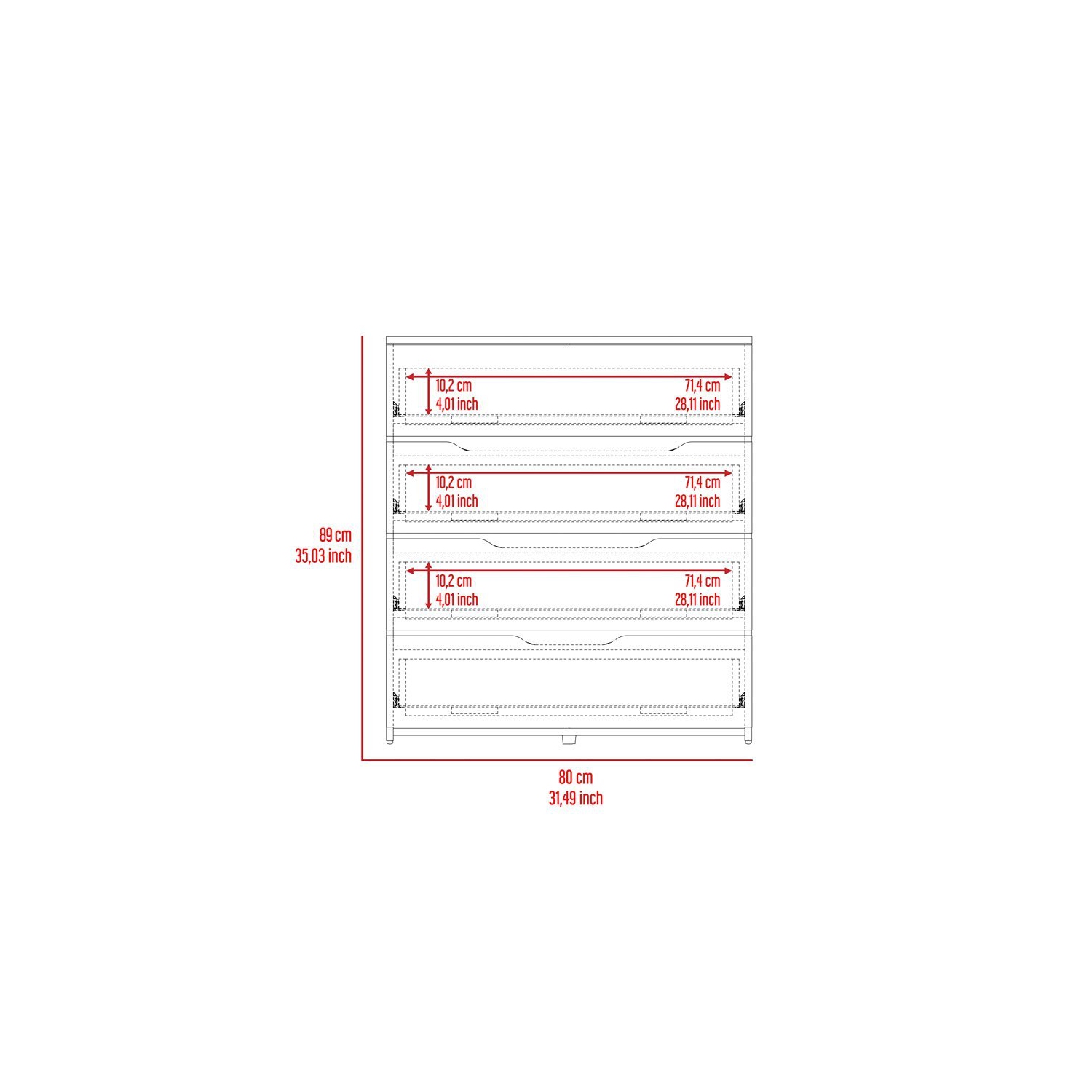 Atlin Designs Modern 4-Drawer Wood Bedroom Dresser in Black/Light Oak