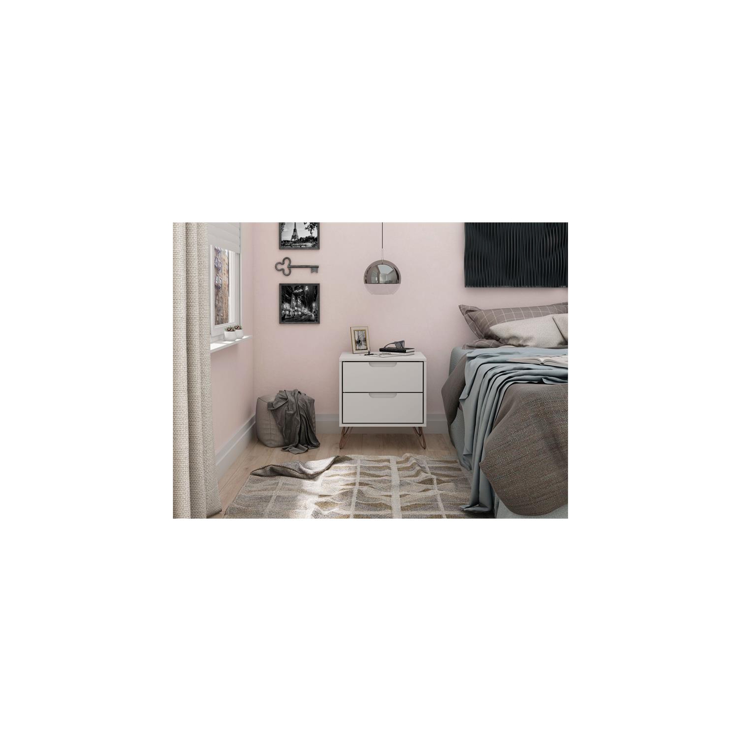 Rockefeller Wood Nightstand in White