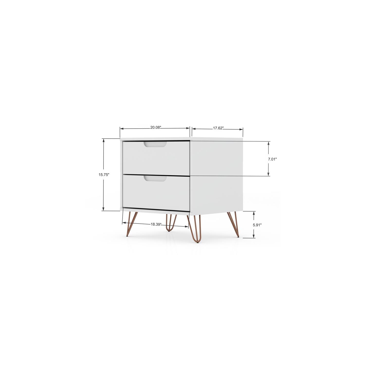 Rockefeller Wood Nightstand in White