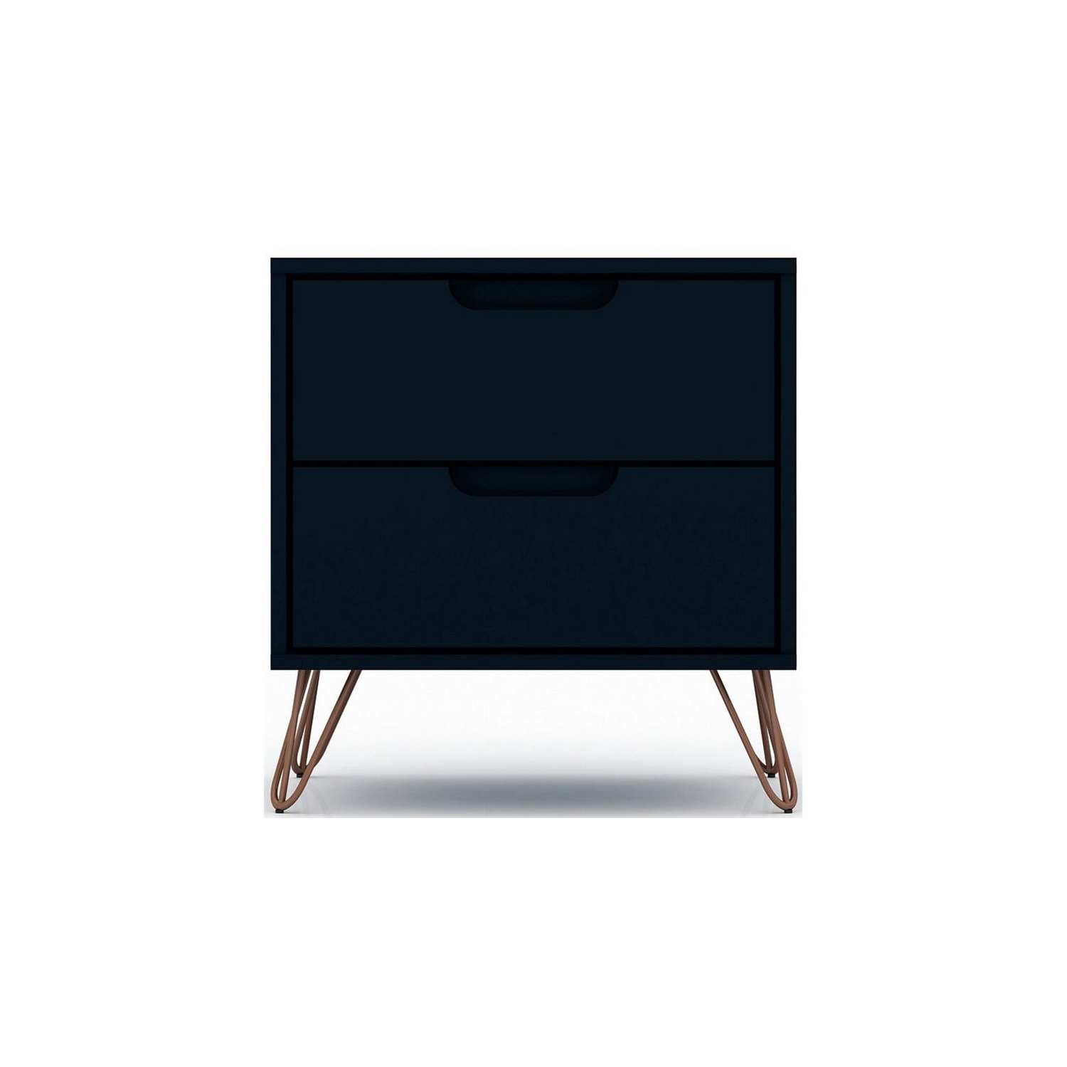 Table de chevet moderne en bois du milieu du siècle Rockefeller, Tatiana Midnight Blue