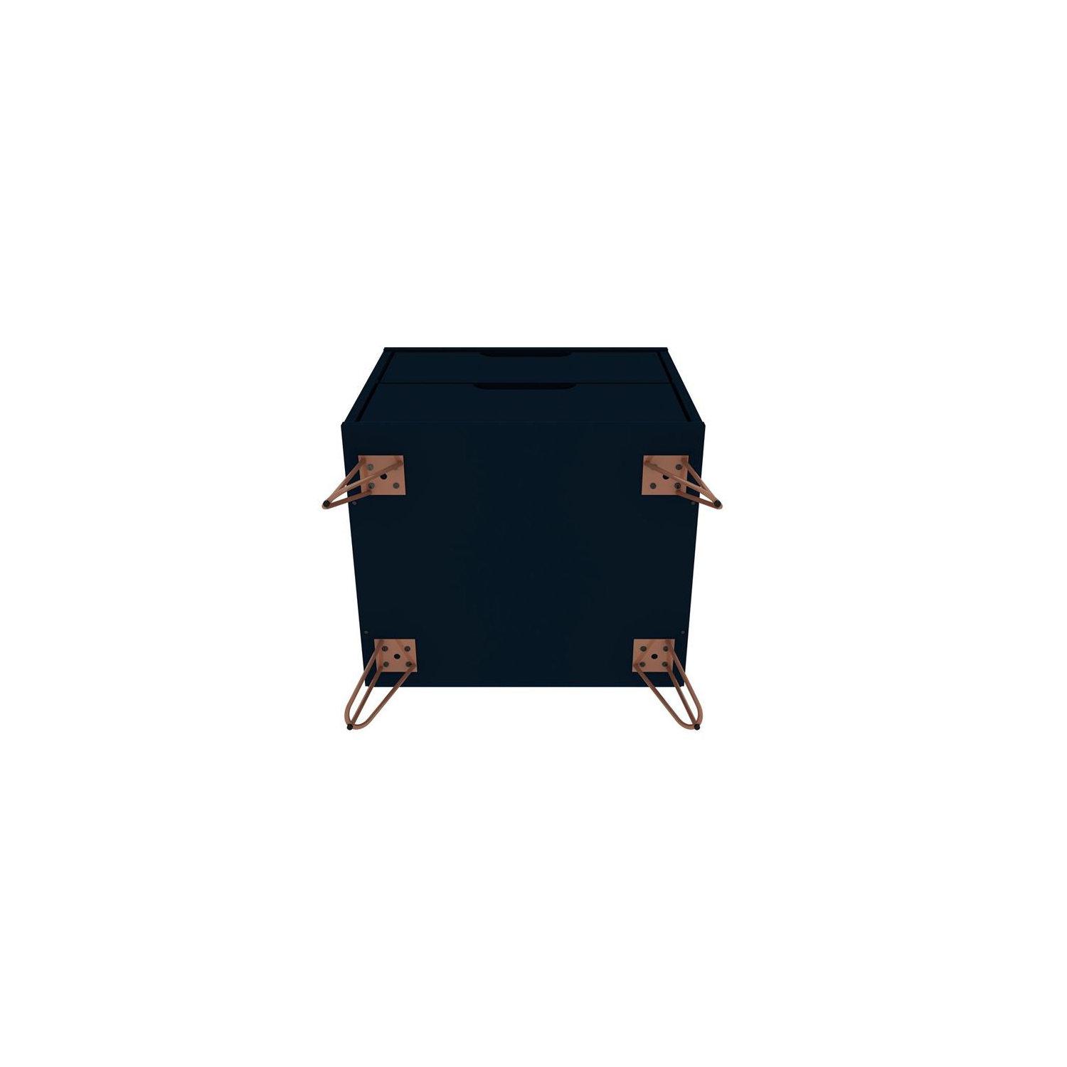 Table de chevet moderne en bois du milieu du siècle Rockefeller, Tatiana Midnight Blue