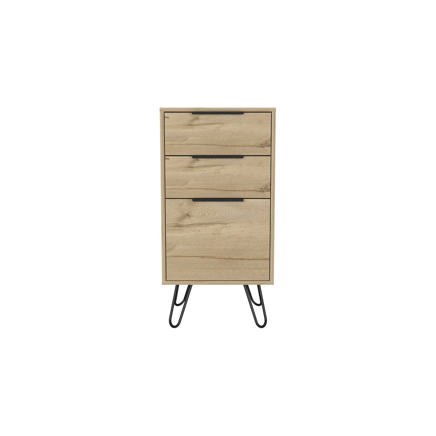 Atlin Designs Modern Metal Dresser with 3-Drawer & 4-Leg in Light Oak