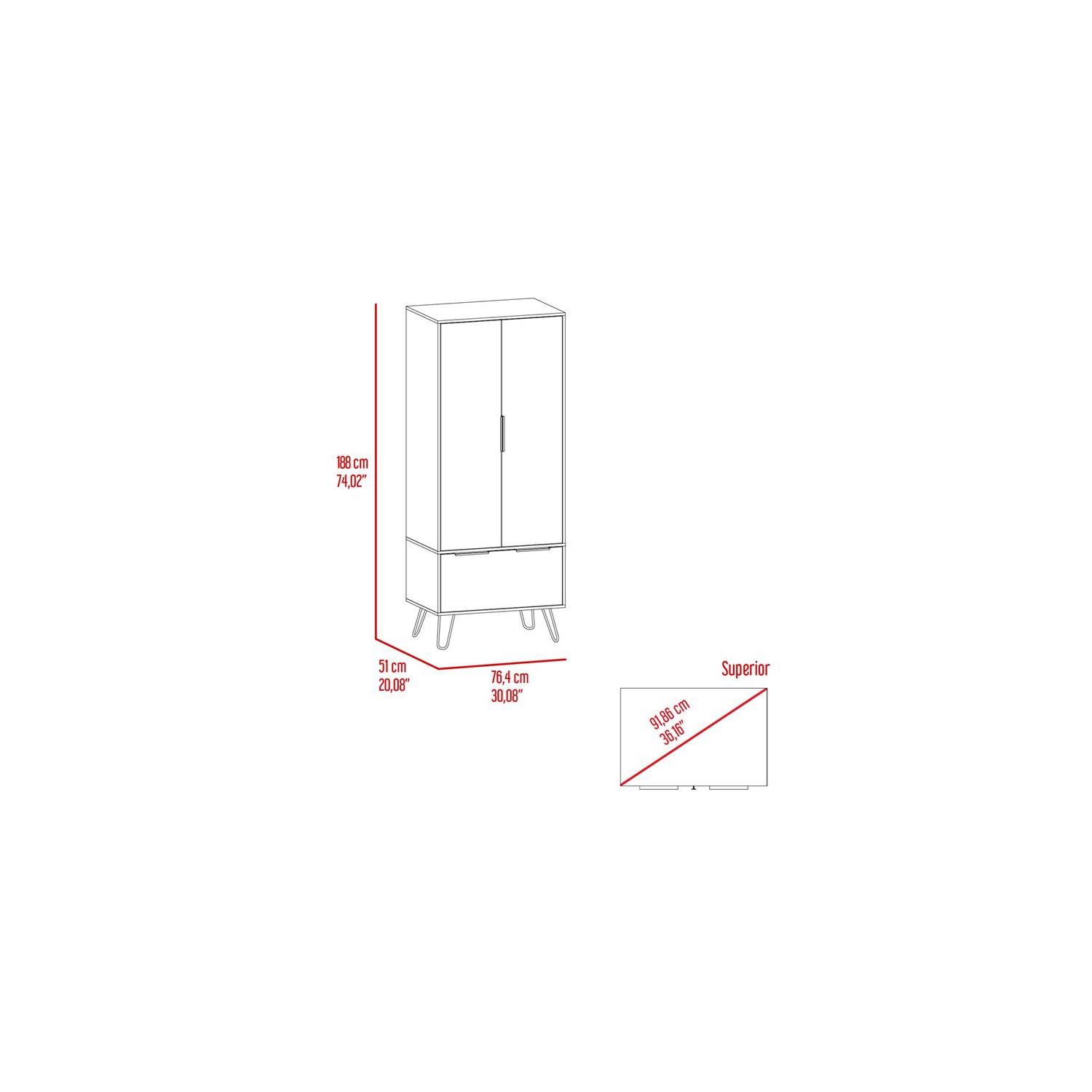 Atlin Designs Wood Closet with 2 Door Cabinets & One Drawer in Light Oak