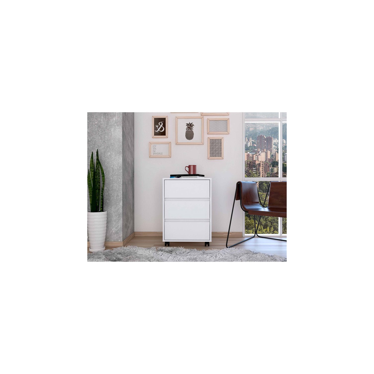 Atlin Designs 3-Drawer Modern Wood Filing Cabinet in White