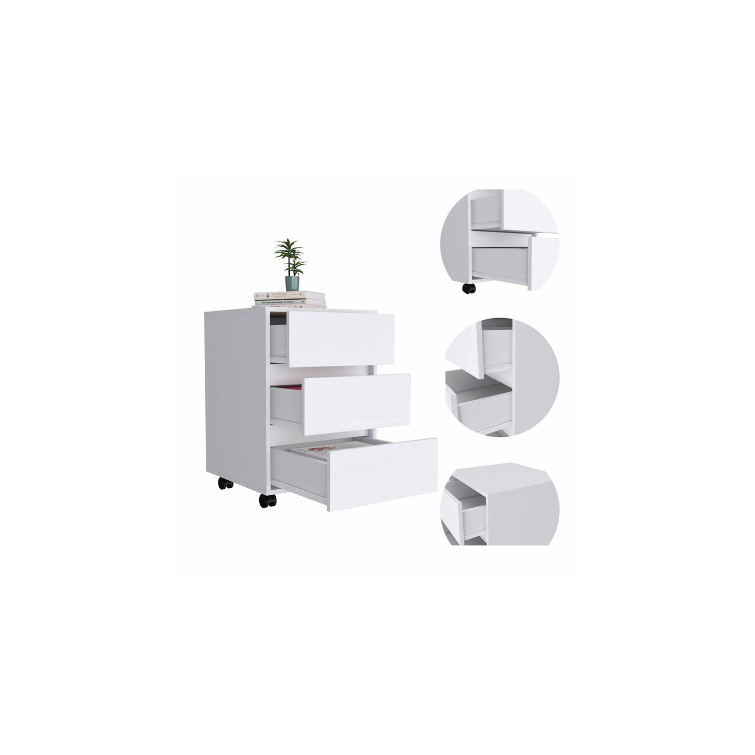 Atlin Designs 3-Drawer Modern Wood Filing Cabinet in White