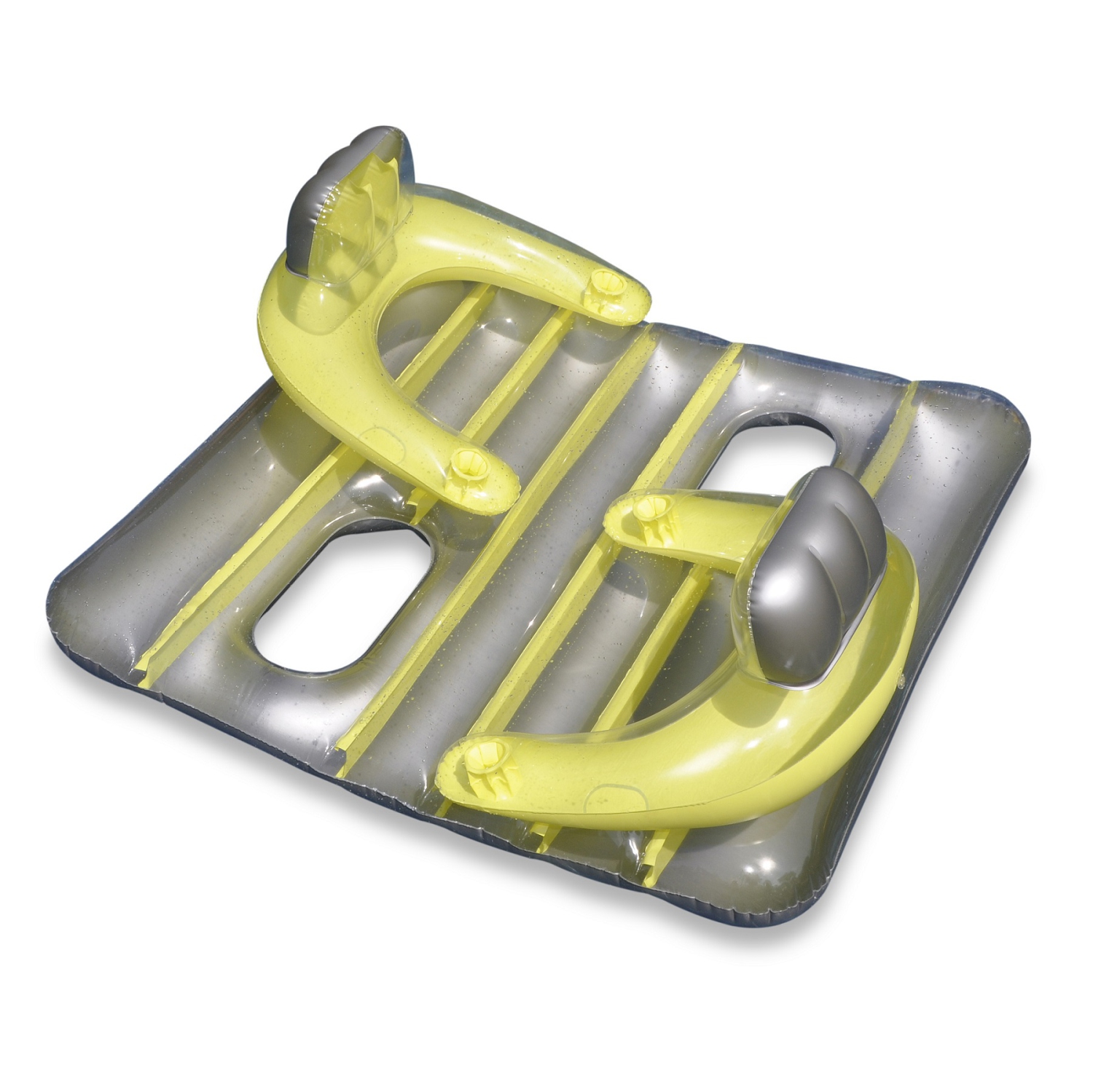 Matelas gonflable face à face de 66 po pour piscine jaune et argent