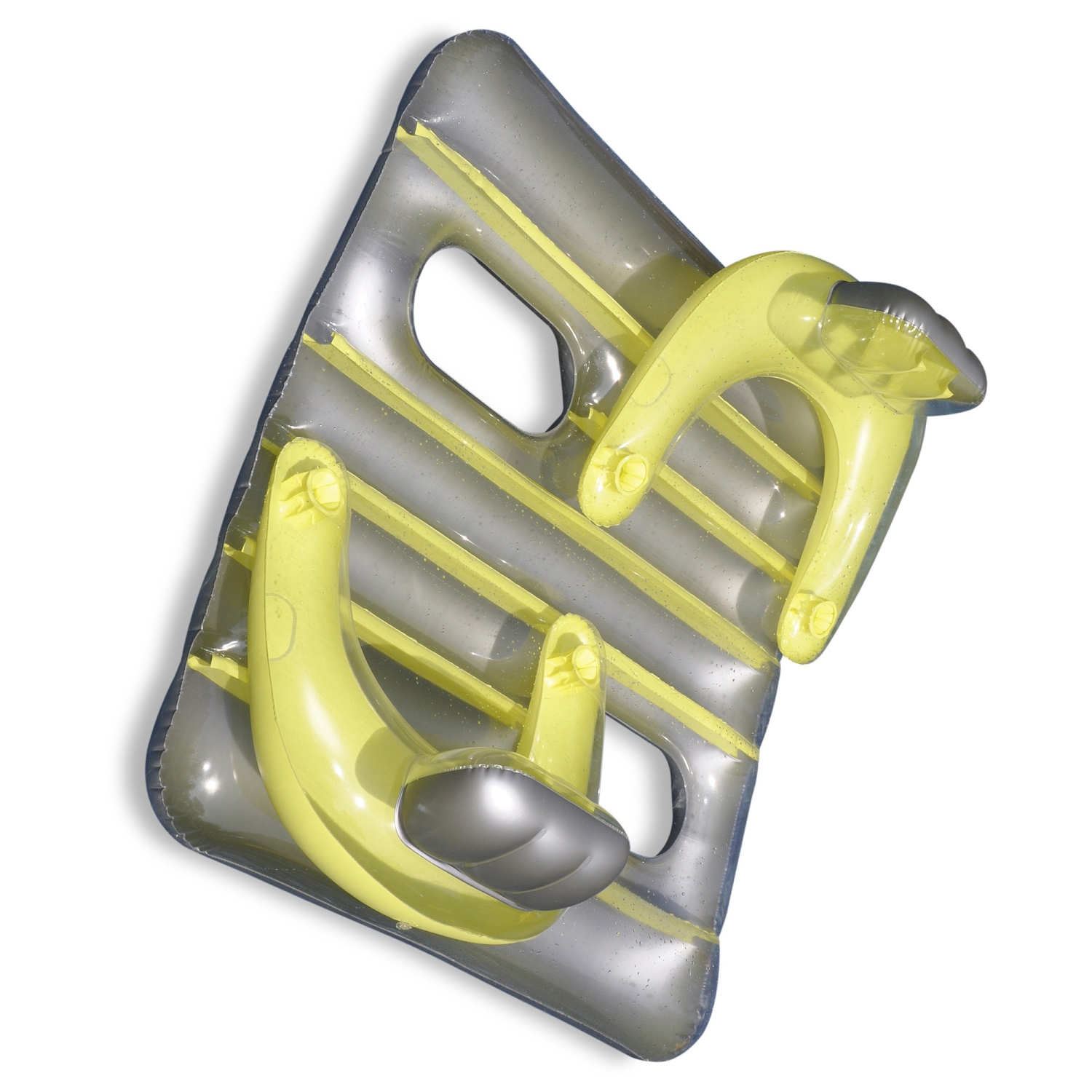 Matelas gonflable face à face de 66 po pour piscine jaune et argent