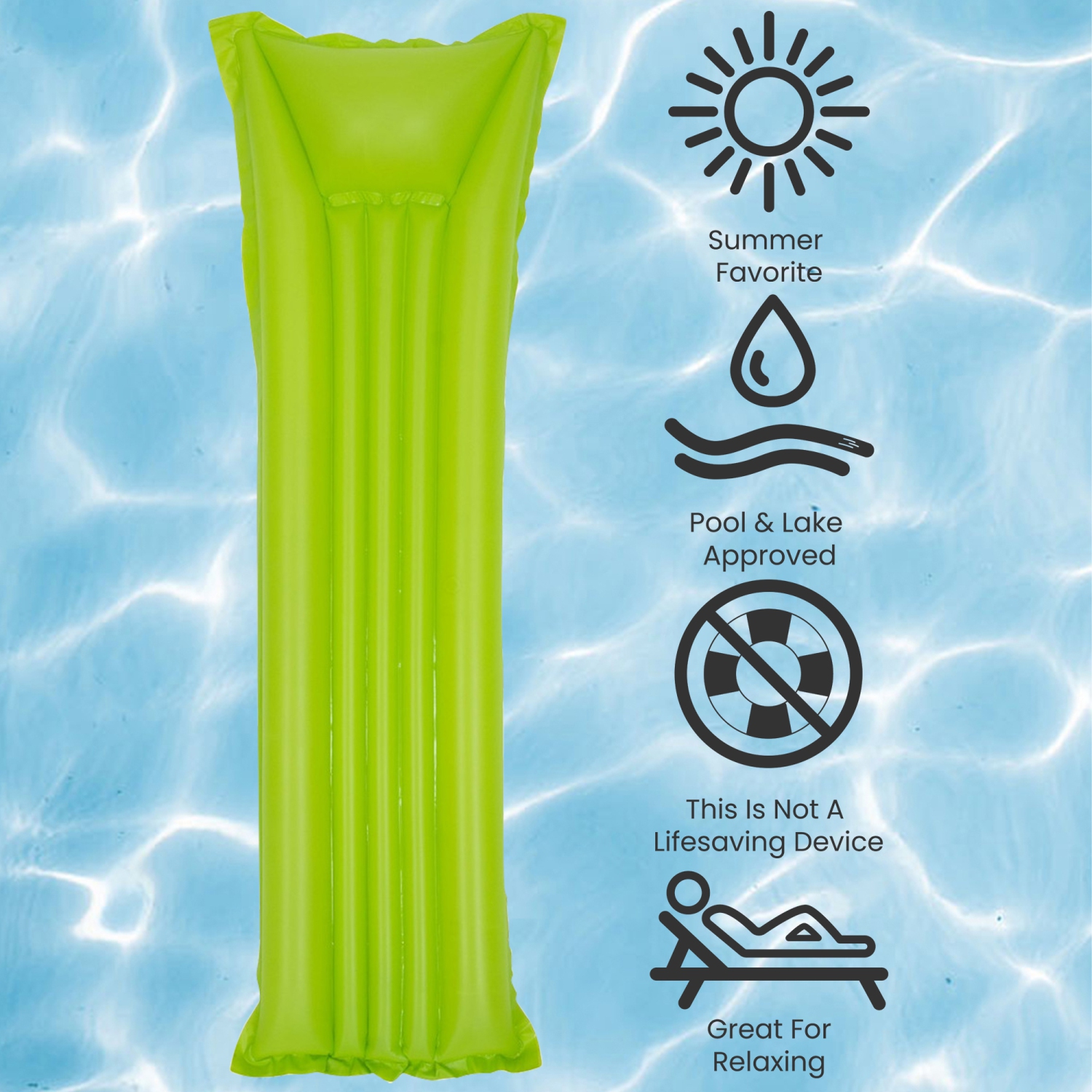 6' Green Inflatable Air Mattress Swimming Pool Raft Float