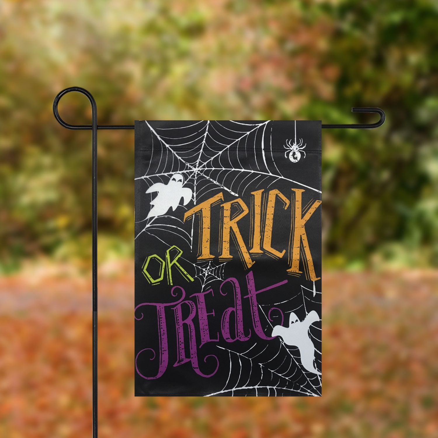 Spider Webs and Ghosts Trick or Treat Outdoor Garden Flag 12.5" x 18"