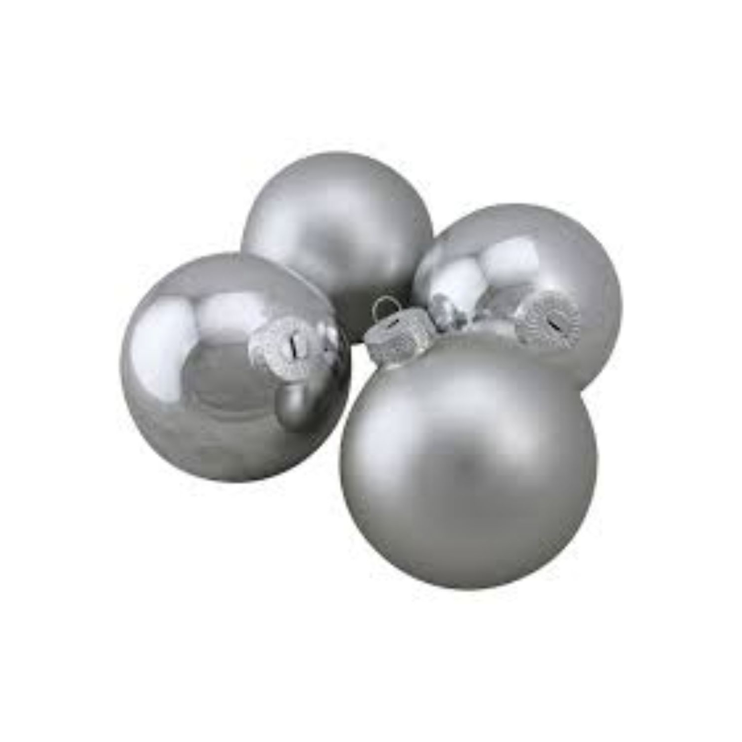 Boules de Noël en verre argenté brillant et mat, 72 unités, 4 po