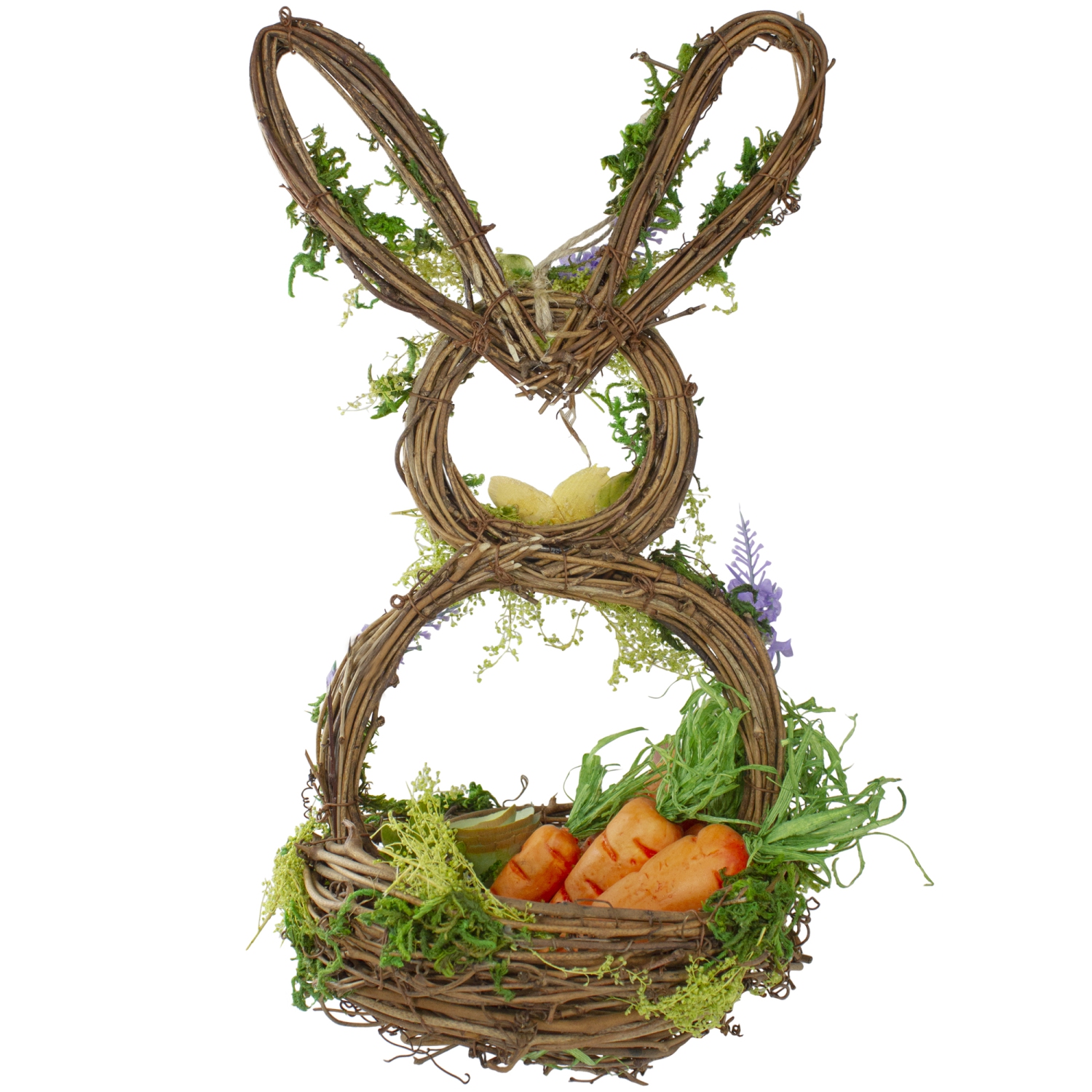 Panier de 14.5 po en forme de lapin en forme de fleur artificielle brune et verte