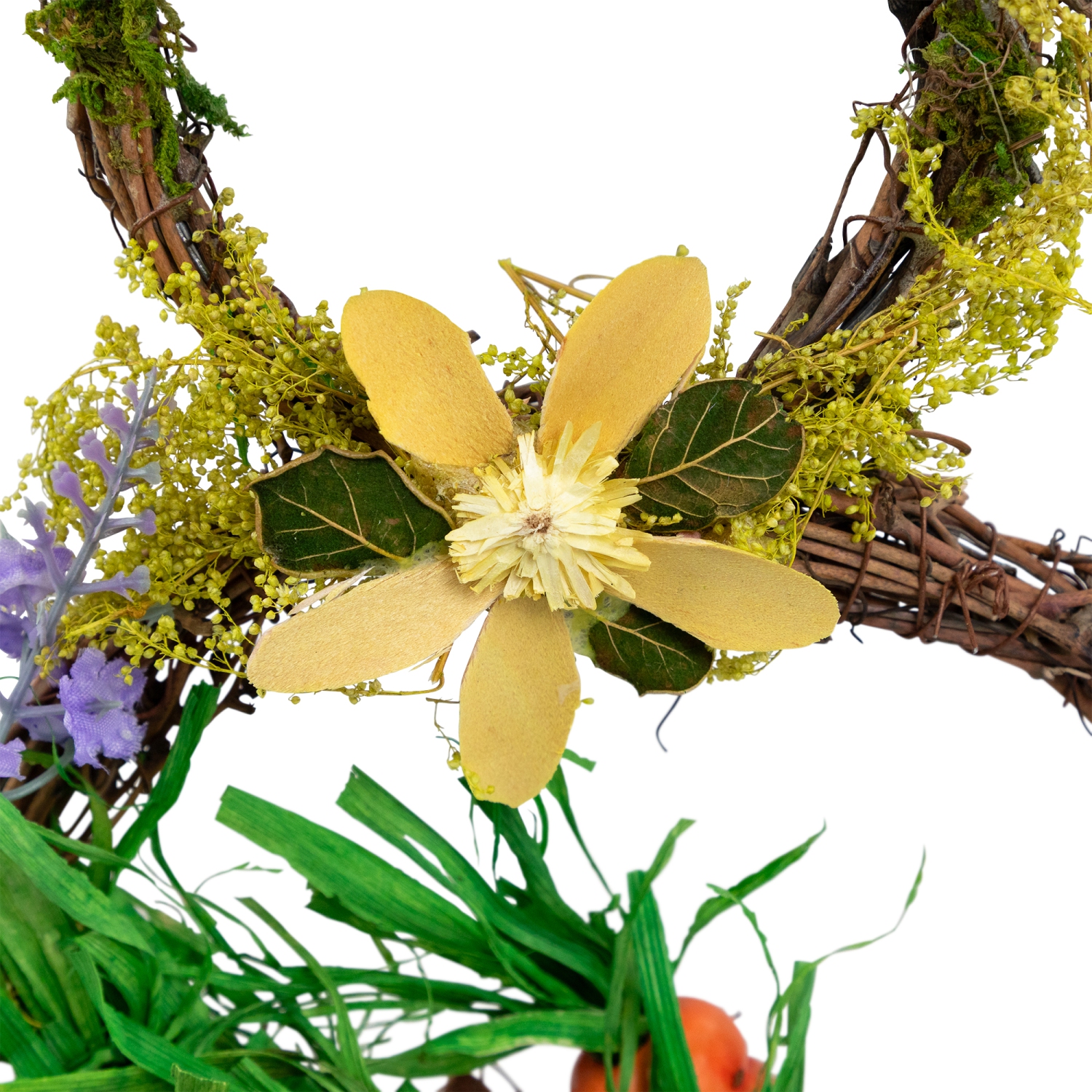 Panier de 14.5 po en forme de lapin en forme de fleur artificielle brune et verte