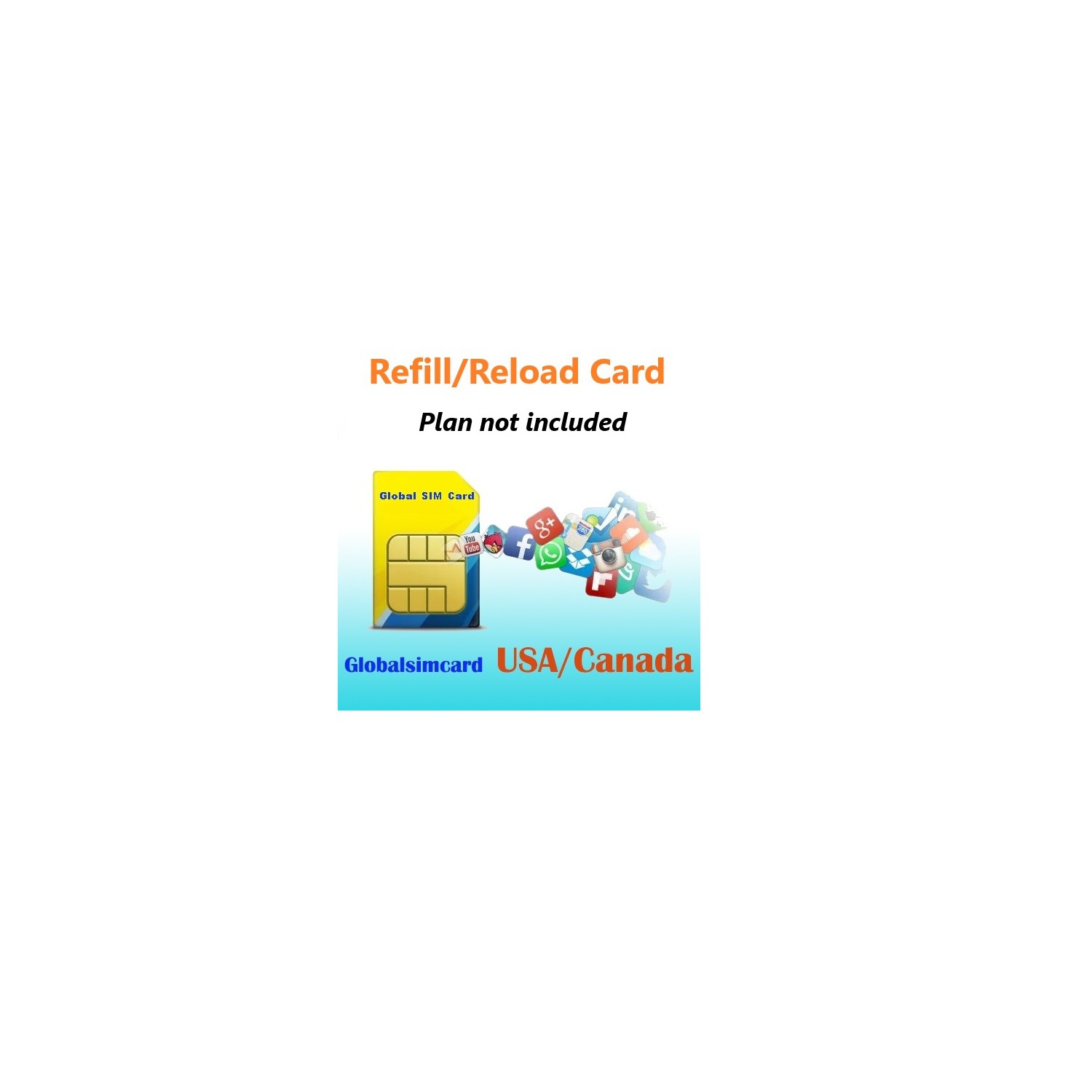USA/Canada Travel SIM Card, Data Roaming, Prepaid, Plan, NO Contract, Network Connection, 3-in-1 size (SIM CARD ONLY, plan sold separately)Data Only,No Phone Service(Calls/Texts)
