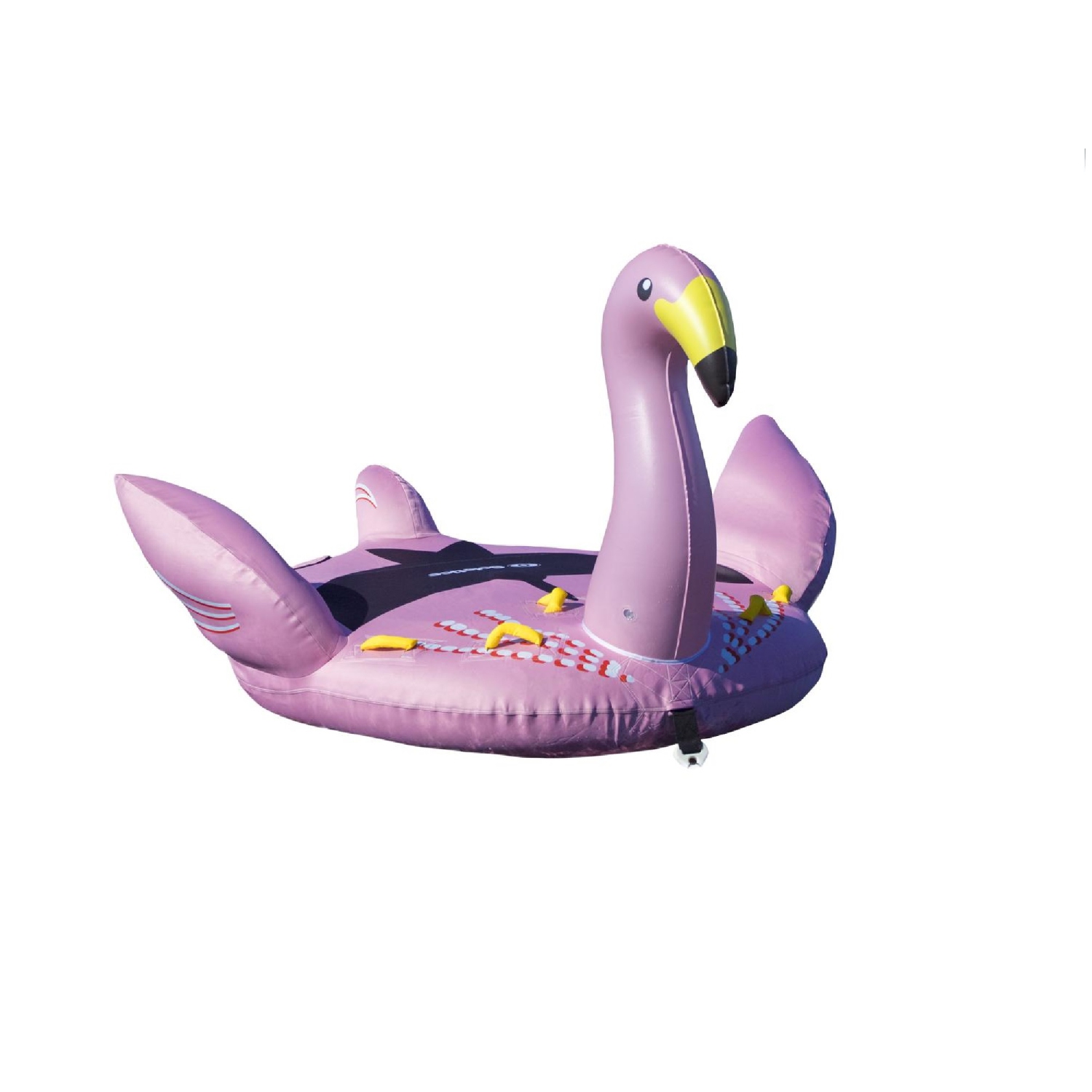 82" Pink and Yellow Inflatable Lay-on Towable Flamingo Float
