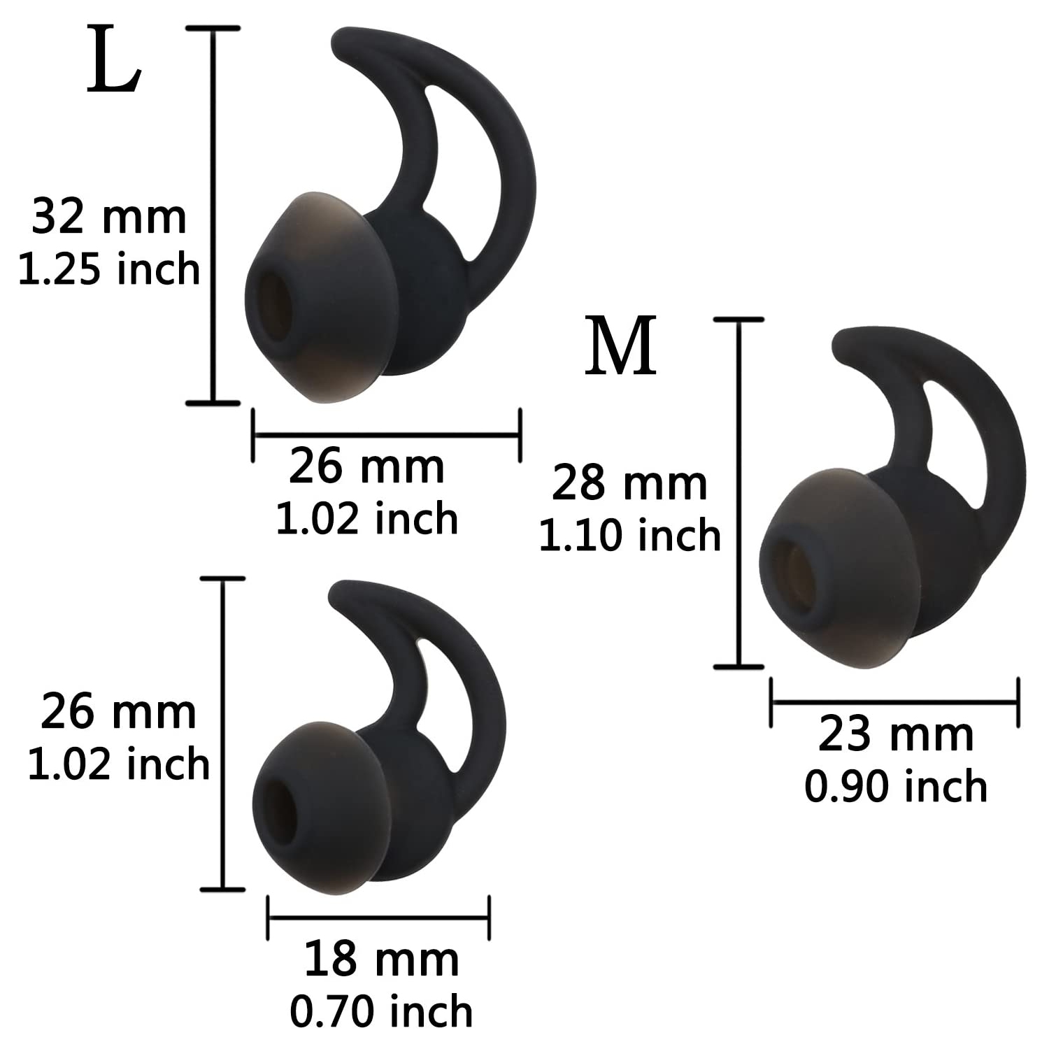 Embouts pour écouteurs SoundSport Free de BOSE : 3 paires d’embouts souples en silicone, ajustement pour Bose