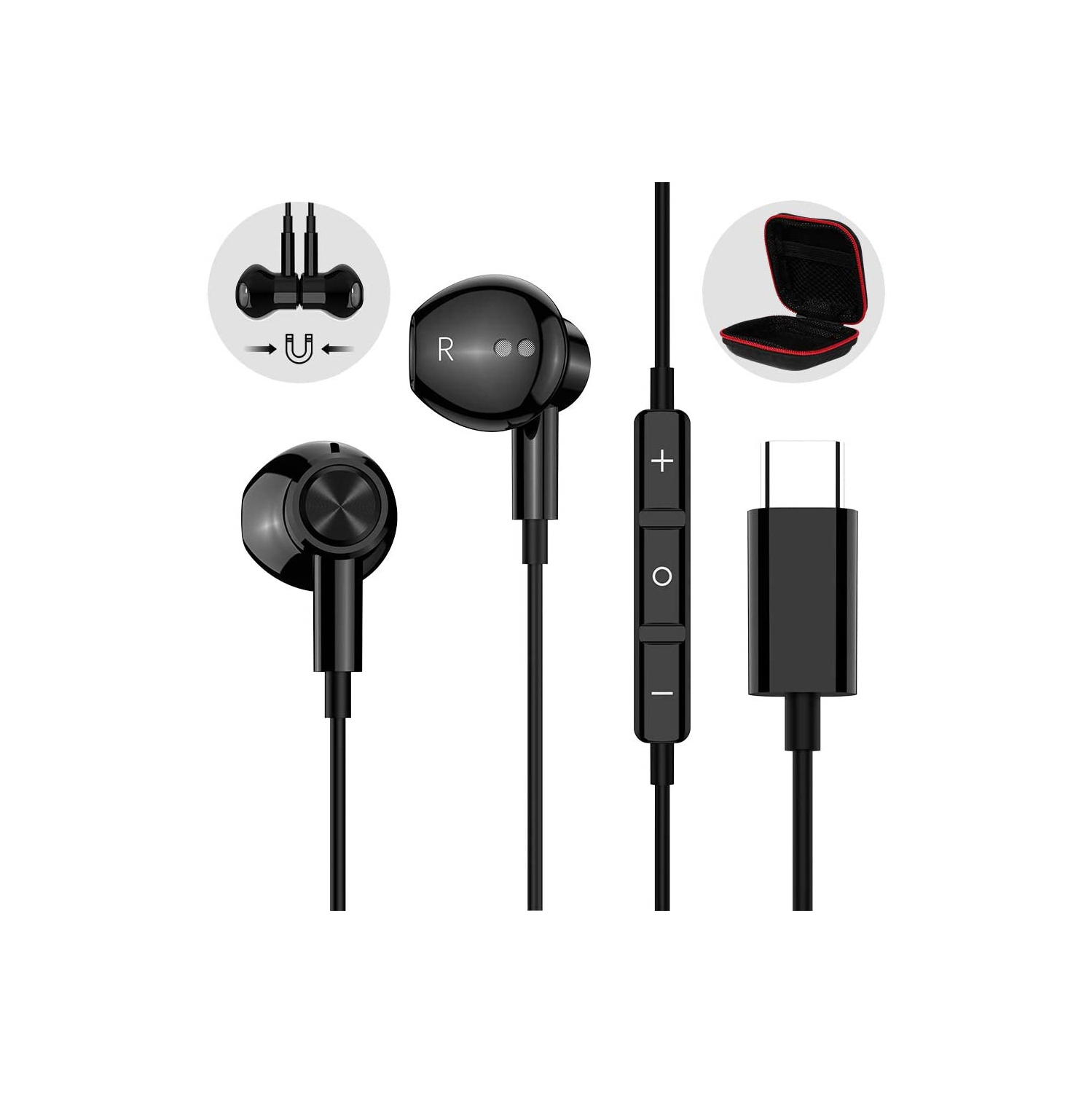 USB C Headphones for Galaxy S20 FE, HiFi Stereo Magnetic Wired Earbuds with Mic, Type C Headphones for Samsung S20 Note