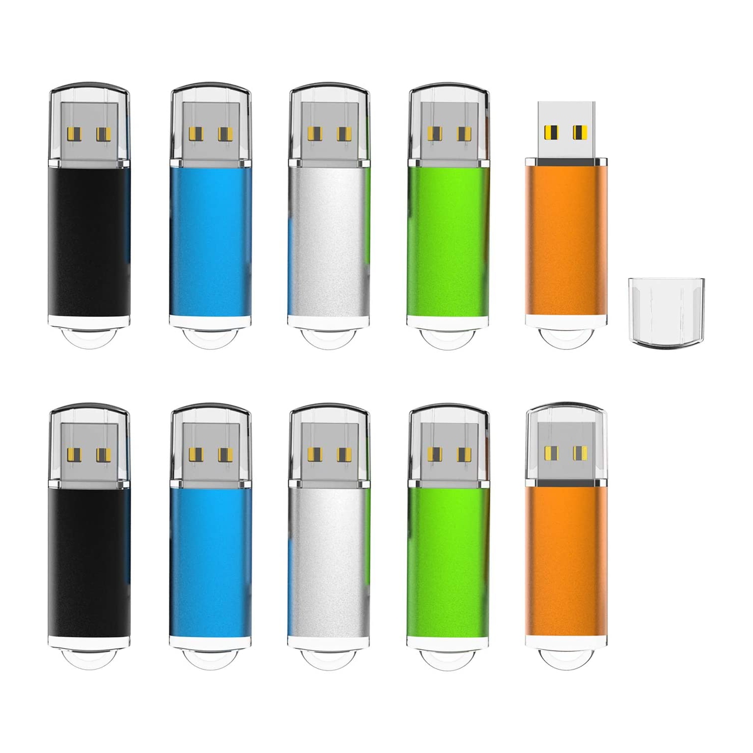 10 Pack 16GB USB Flash Drives Thumb Drive Memory Stick USB 2.0 Key Jump Drive Pen Drive Zip Drives (5 Colors: