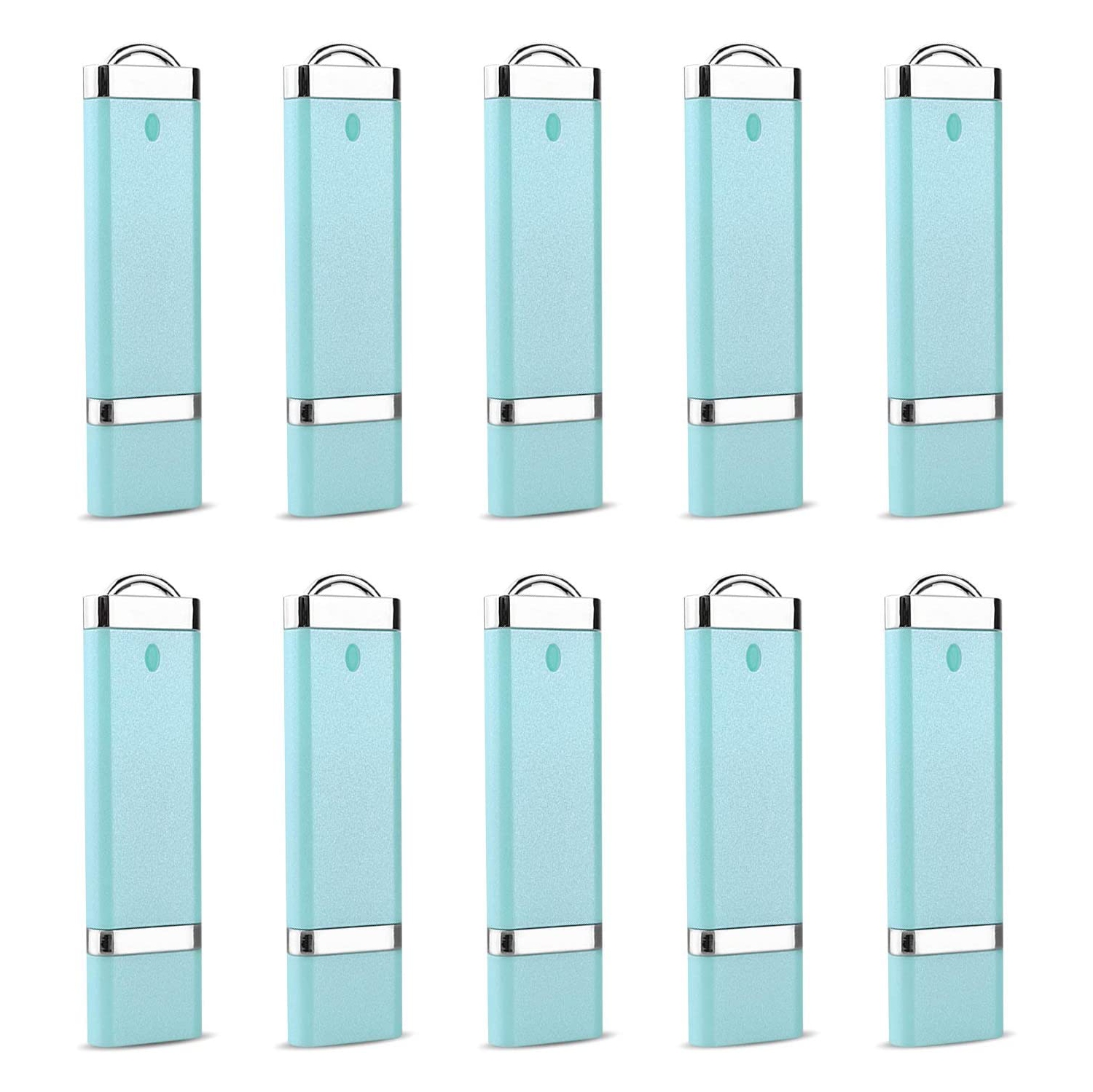 10 Pack 32GB USB 2.0 Flash Drive Bulk Pack Thumb Drive 32 GB USB Drives Memory Sticks Pen Drive Light Blue