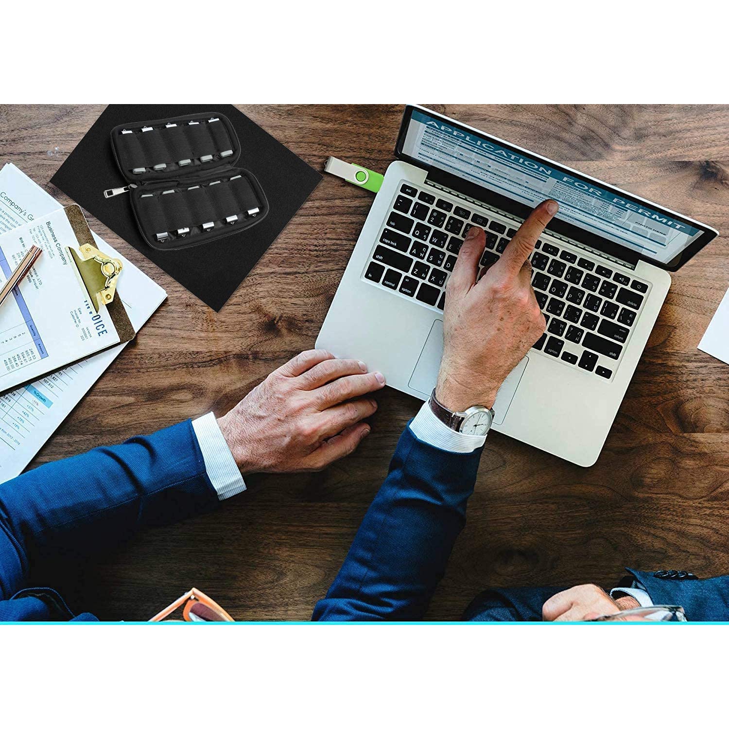 Storage Bag for USB Flash Drive, Portable Carrying Case, Electronic Accessories Organizer Holder