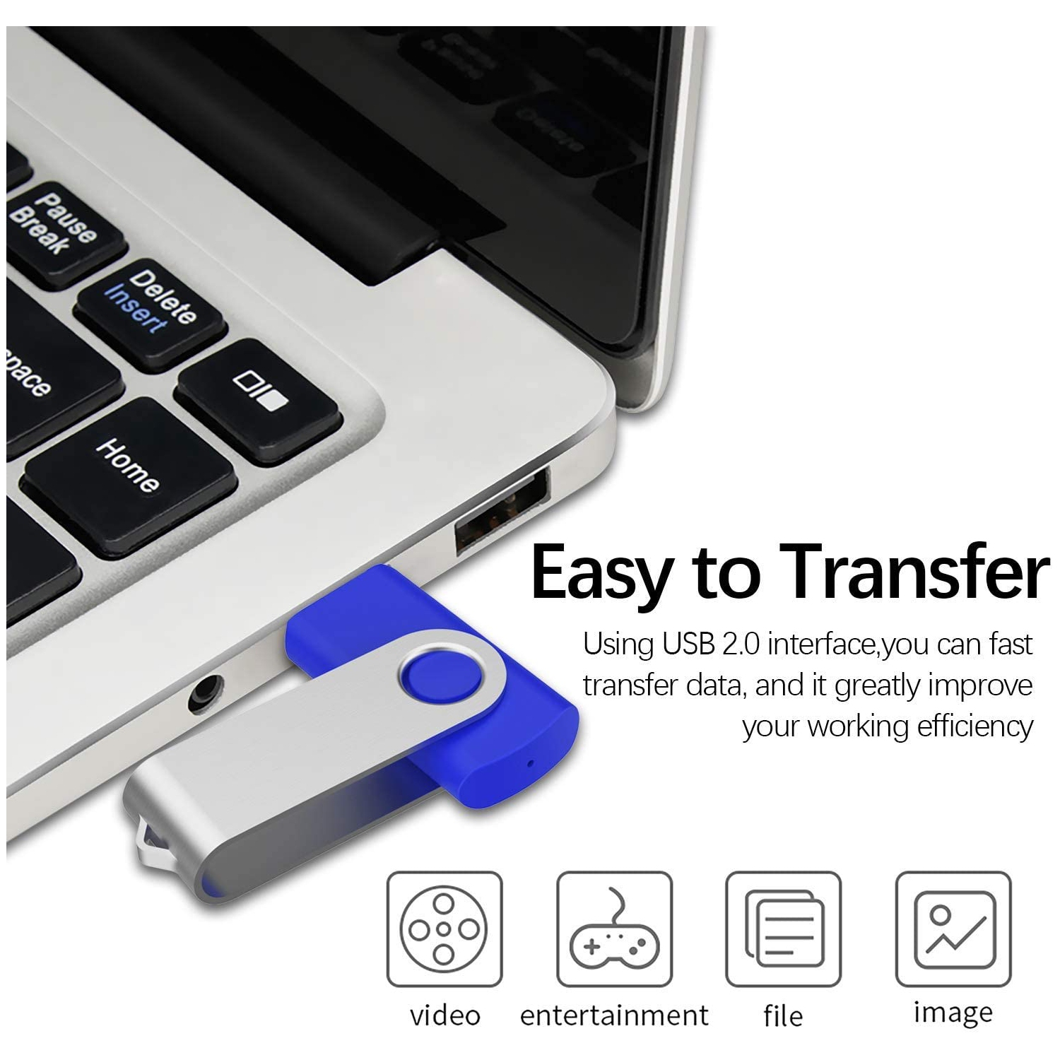 5 clés USB 16 Go pour stockage facile clé USB clés USB 2.0 clé USB 2.0 pénétration du stylet pour numérique pliable