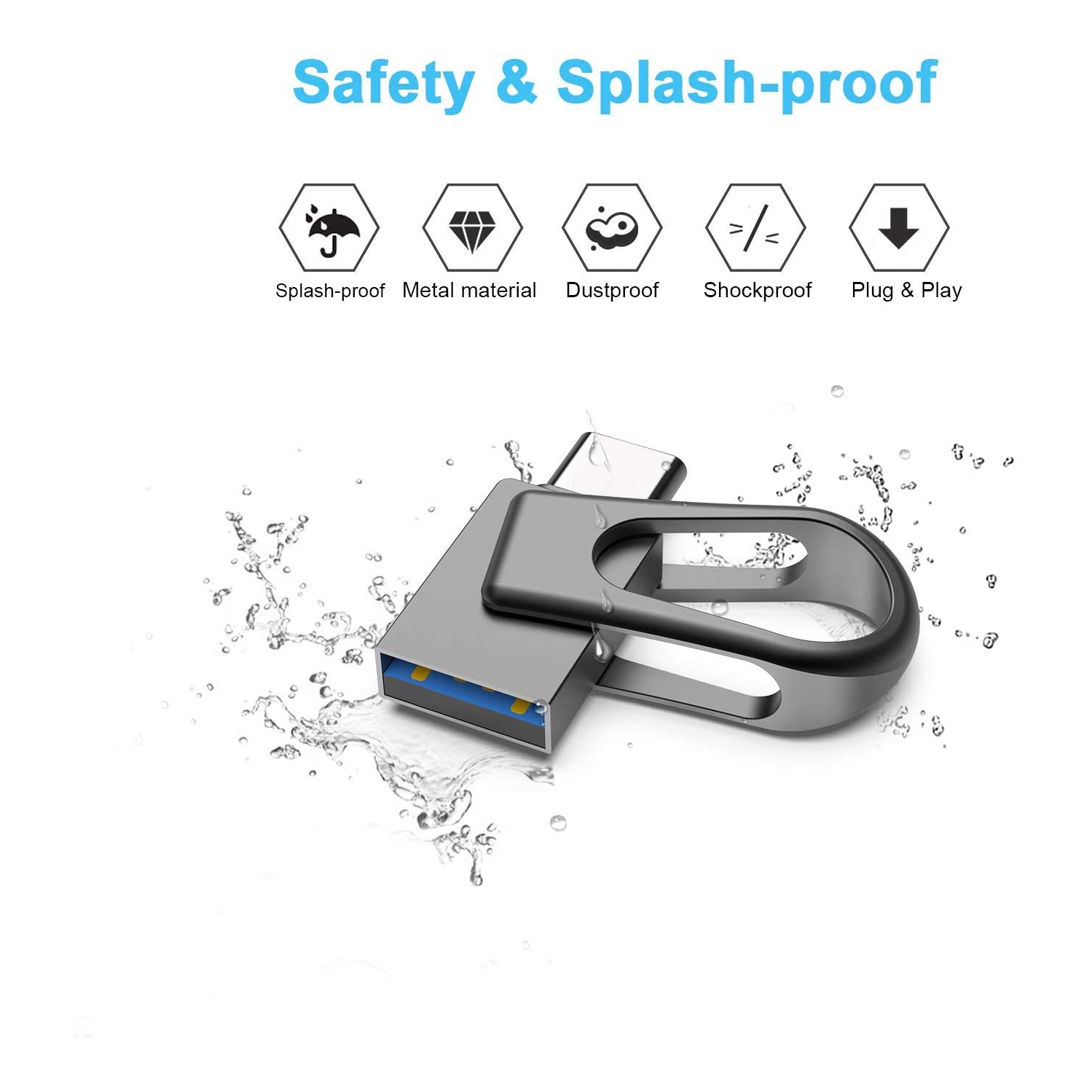 Flash Drive 32GB Dual USB C USB 3.0 OTG with Keychain Hole USB Flash Drive for Laptop PC PDA Smartphones Tablet Samsung