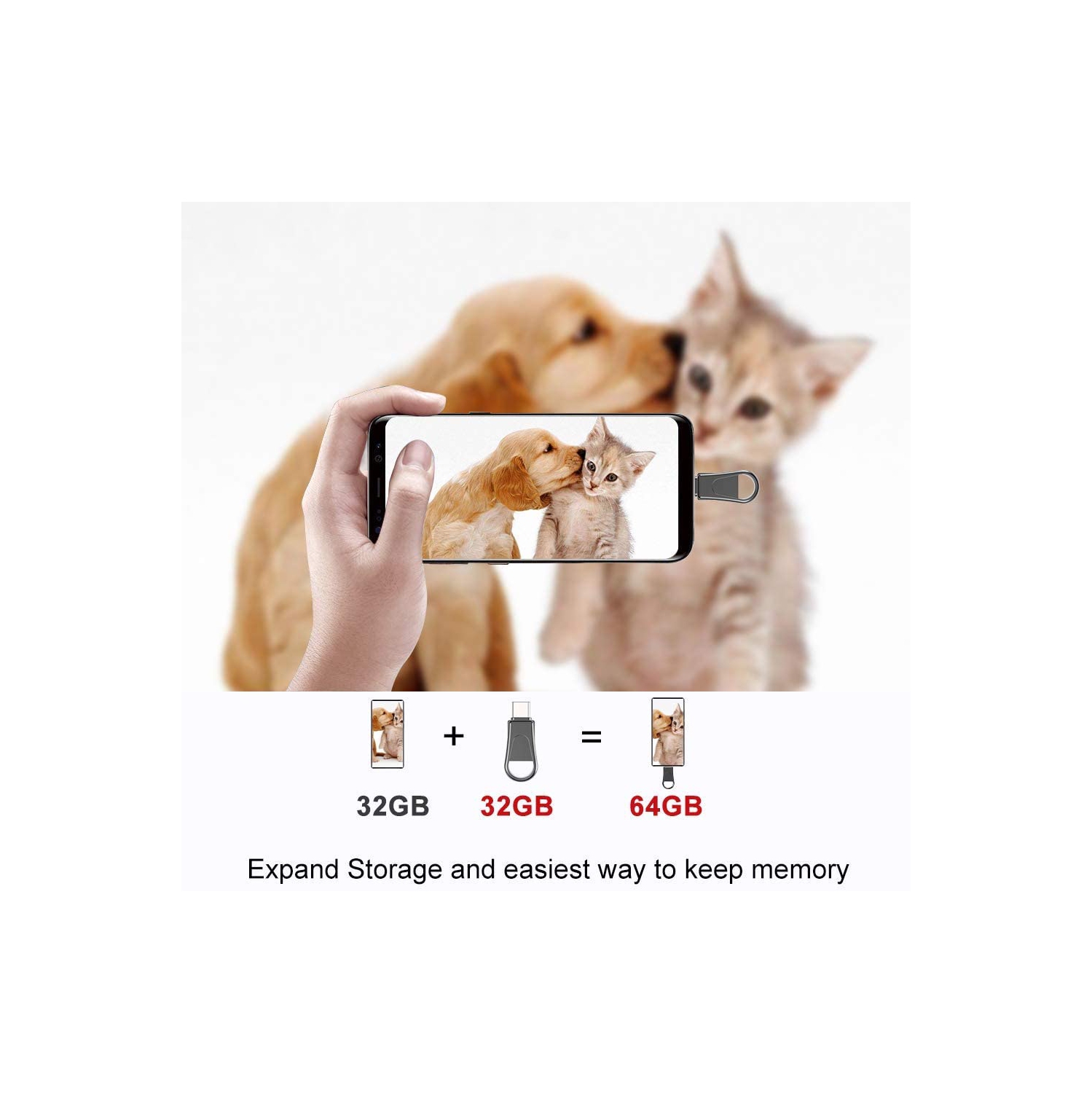 Flash Drive 32GB Dual USB C USB 3.0 OTG with Keychain Hole USB Flash Drive for Laptop PC PDA Smartphones Tablet Samsung