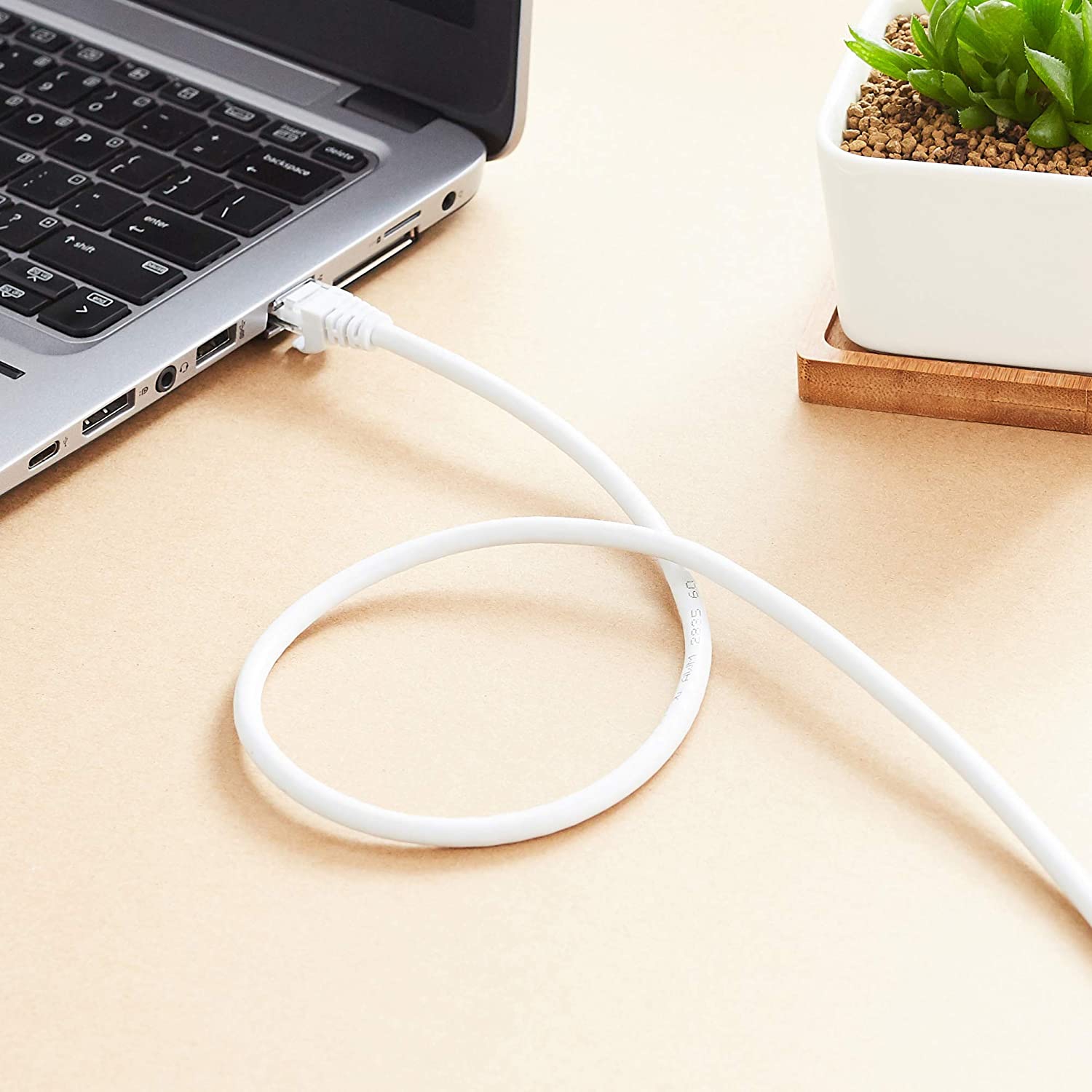 RJ45 Cat-6 Ethernet Patch Internet Cable - Pack of 5-3-Foot, White