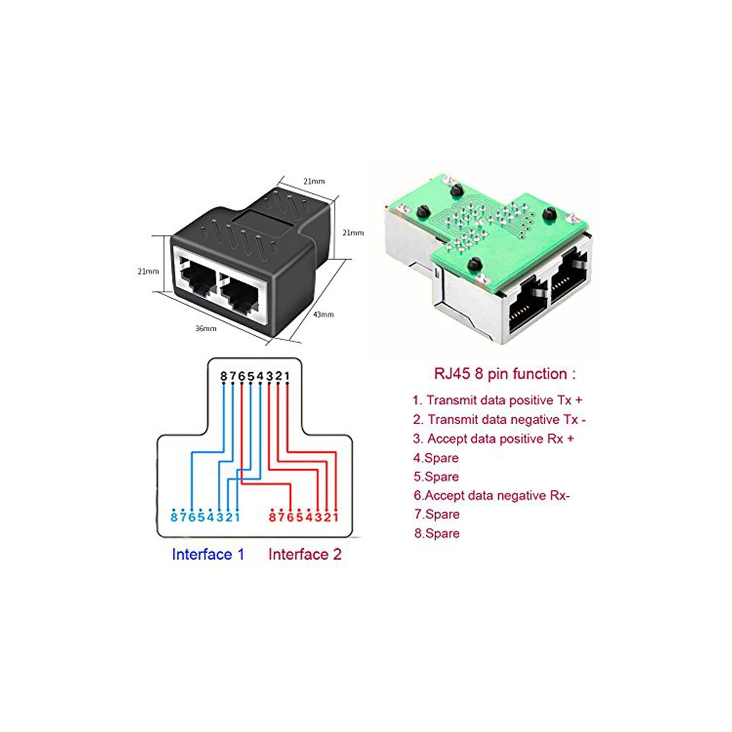 Répartiteur Ethernet RJ45 1 à 2, répartiteur Ethernet RJ45 1000 Mbps avec  câble d'alimentation USB, répartiteur Internet Soit réseau pour  Cat7/Cat6/Cat5e/Cat5 [réseau simultané de 2 appareils] : :  Informatique