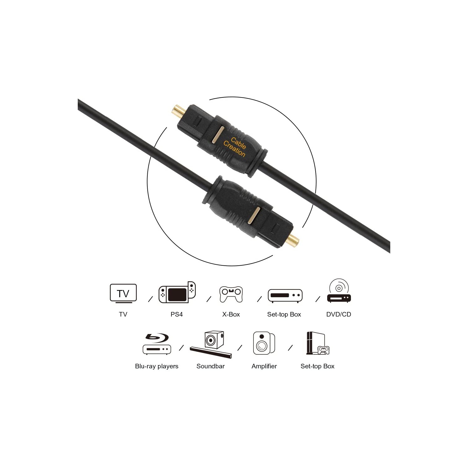 Câble audio numérique,Câble Toslink mince de 6 pi plaqué or S/PDIF pour la maison