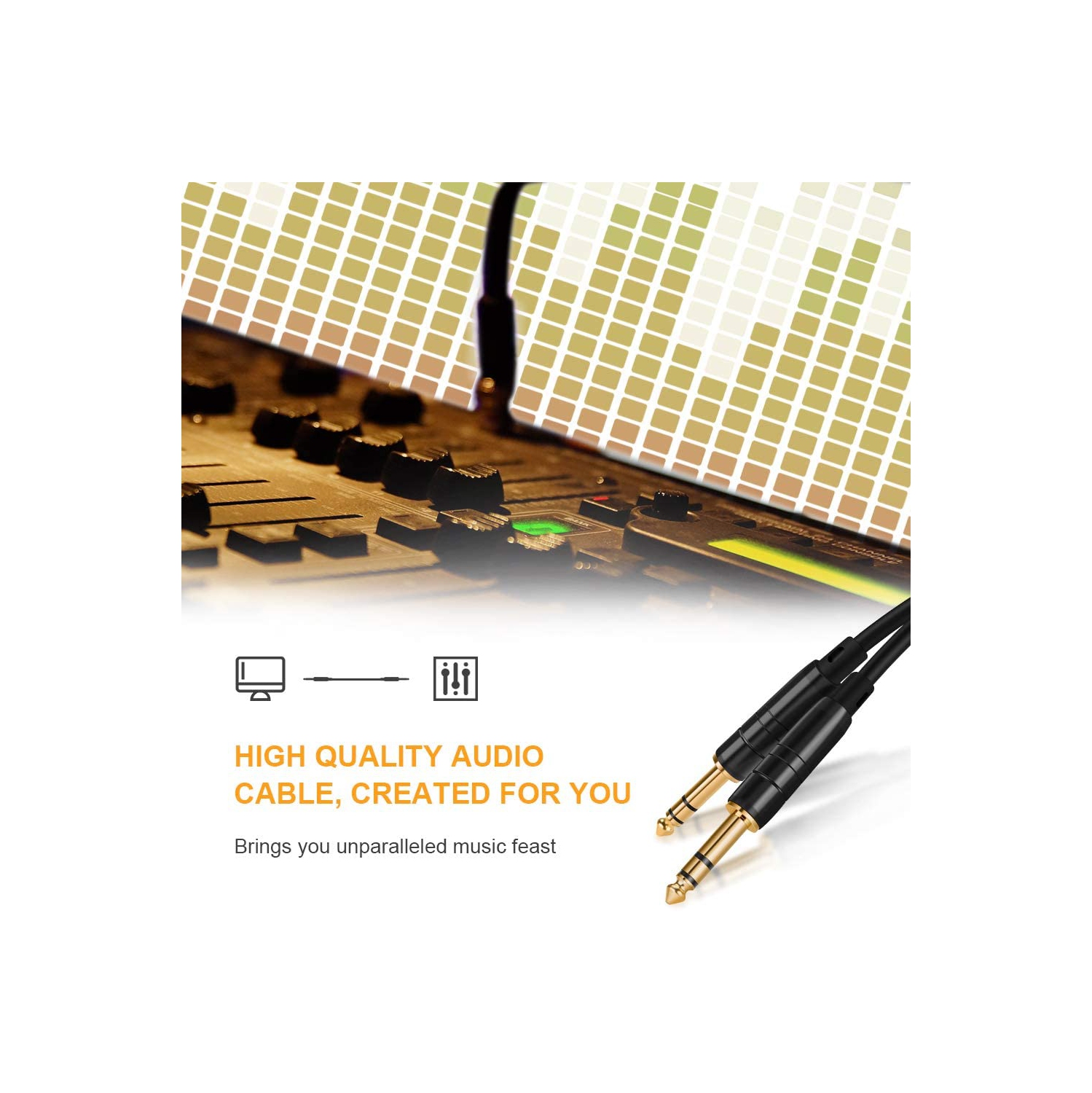 1/4 inch Audio Cable 15FT, 6.35mm to 6.35mm 1/4" to 1/4 TRS Balanced Stereo Audio Cable Guitar Patch