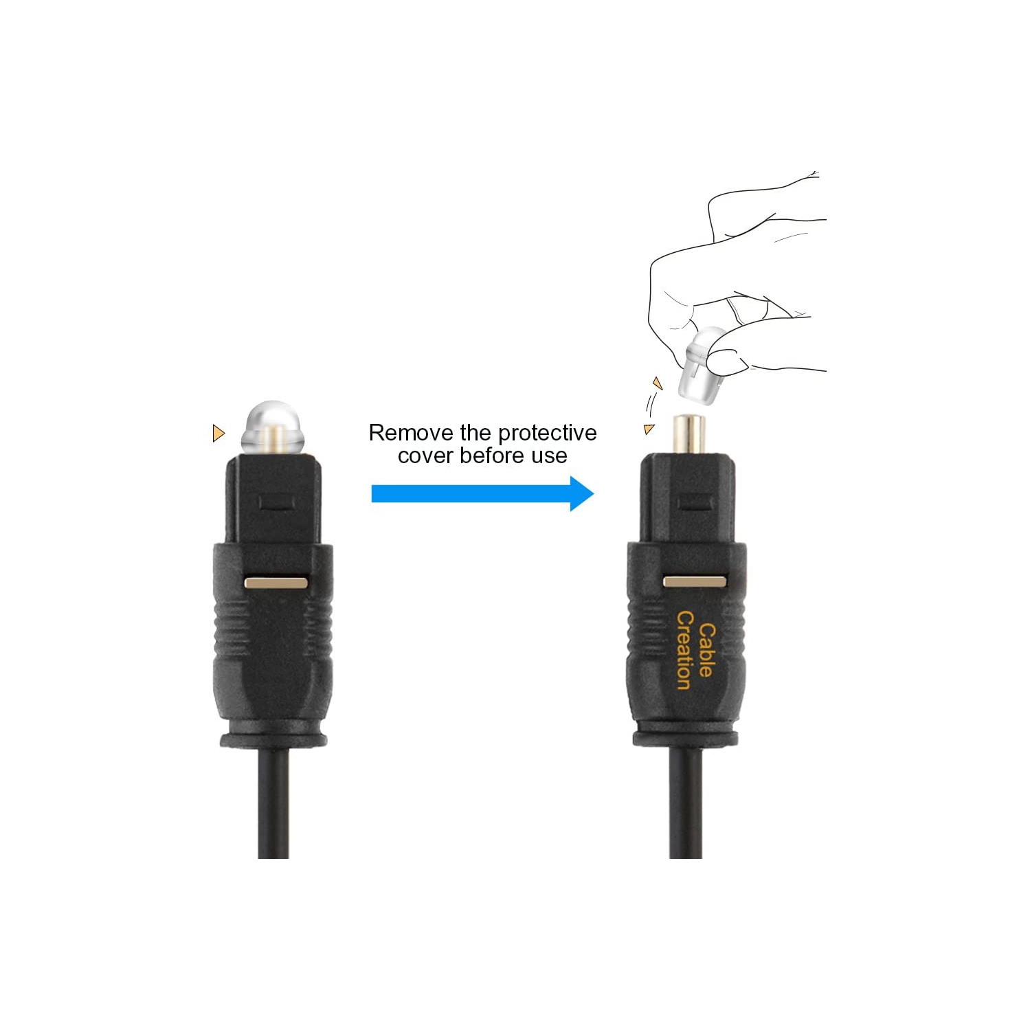 Câble audio numérique, câble S/PDIF à fibre optique mince de 10 pi plaqué or pour la maison
